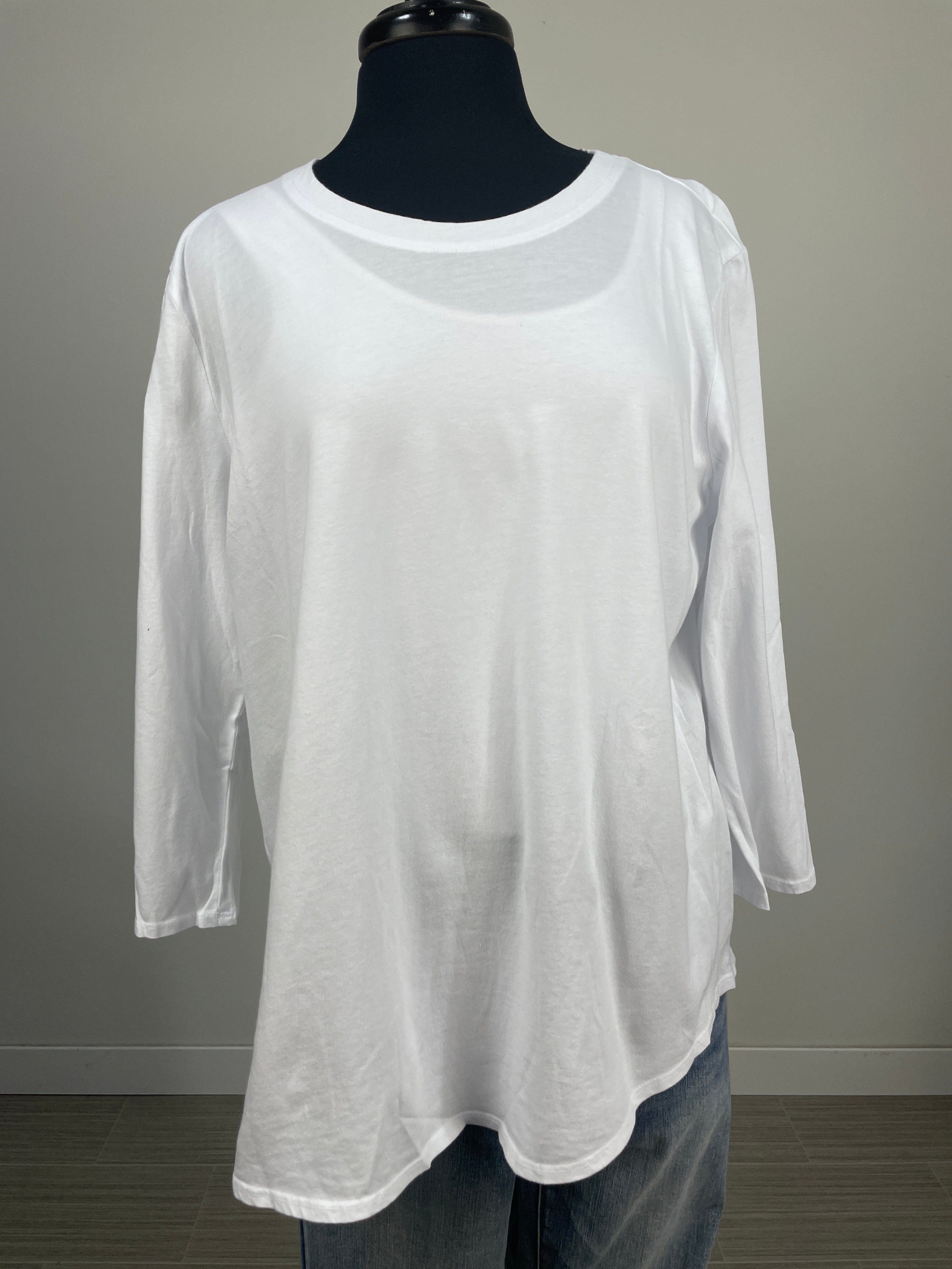 White 3/4 Sleeve Basic Top