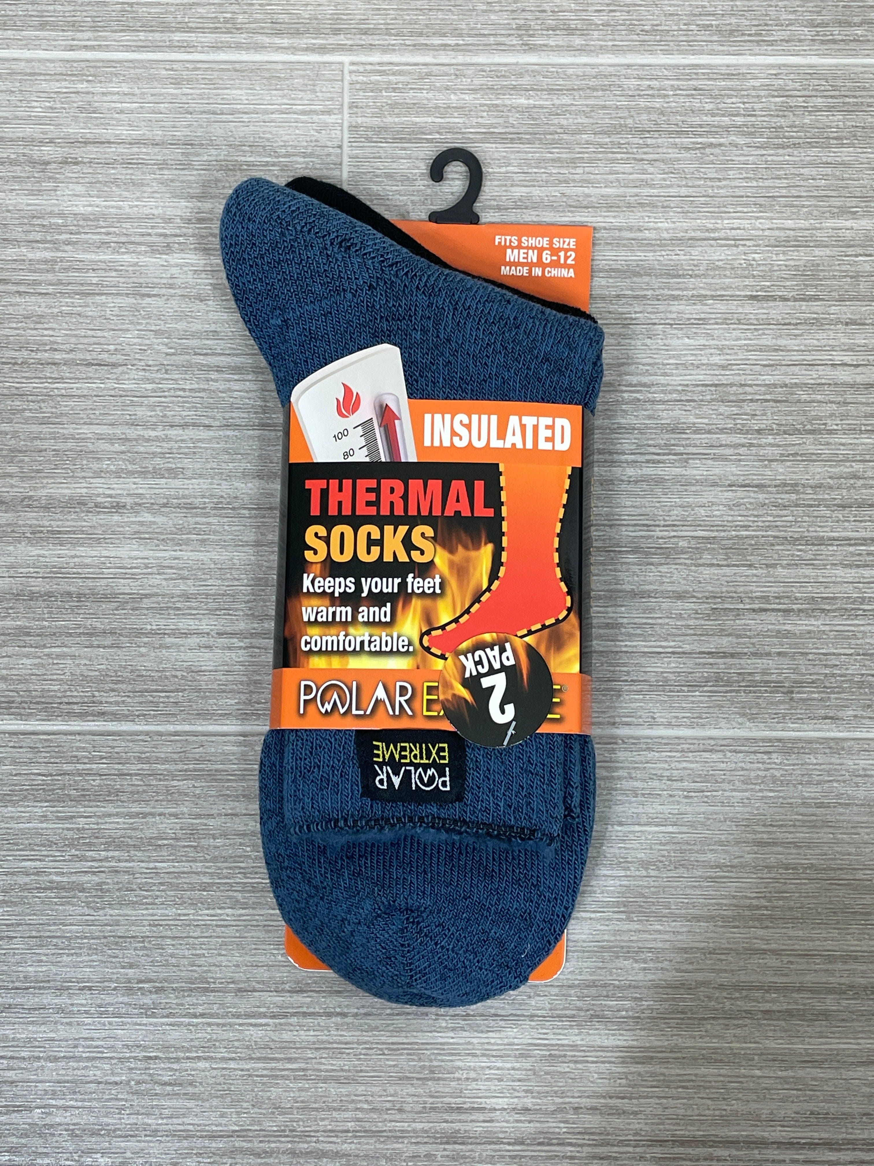 Blue 2-Pack Polar Extreme Heat Men's Lite Brushed Sock