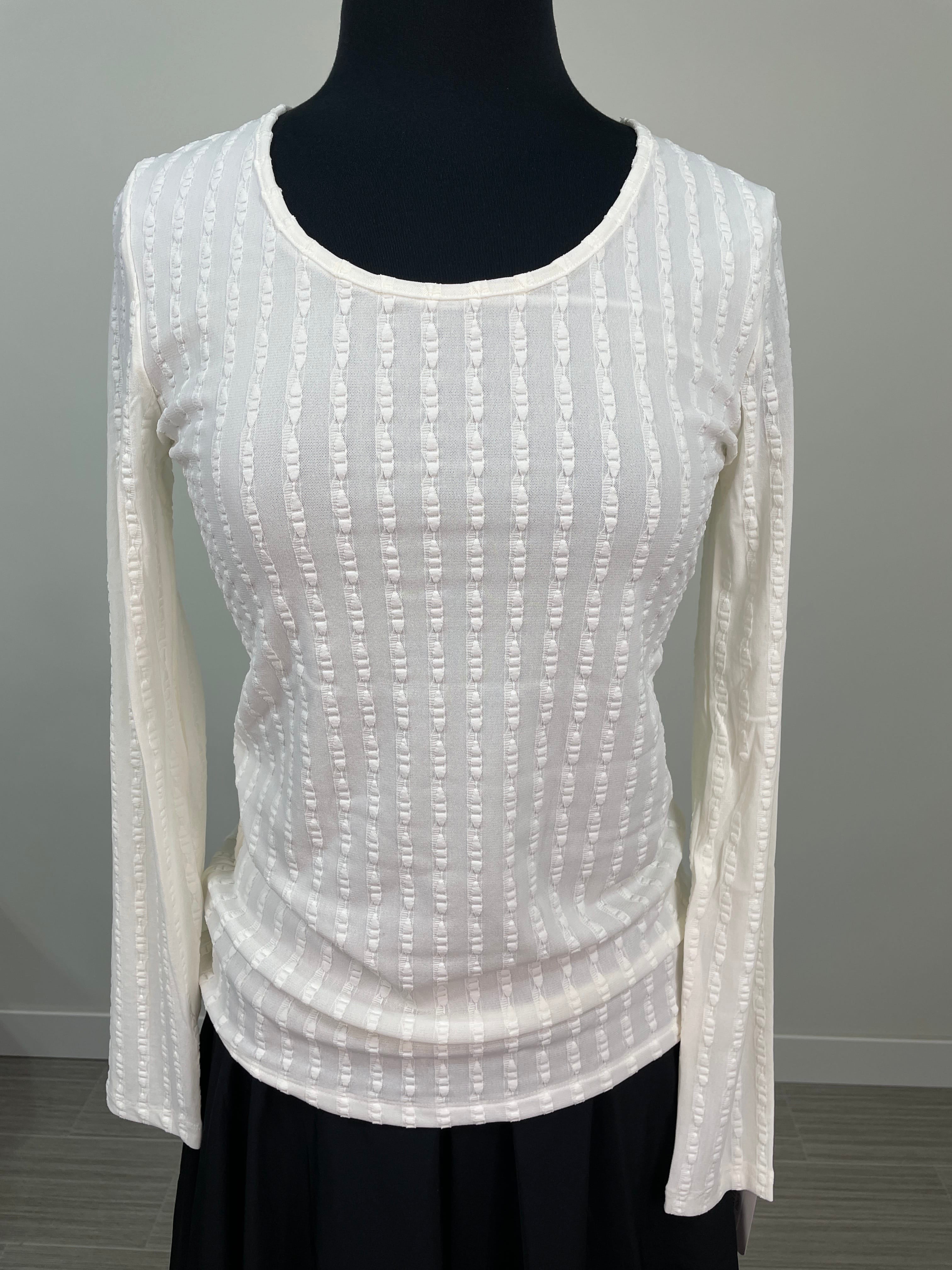 Ivory Zina Textured Long Sleeve Top
