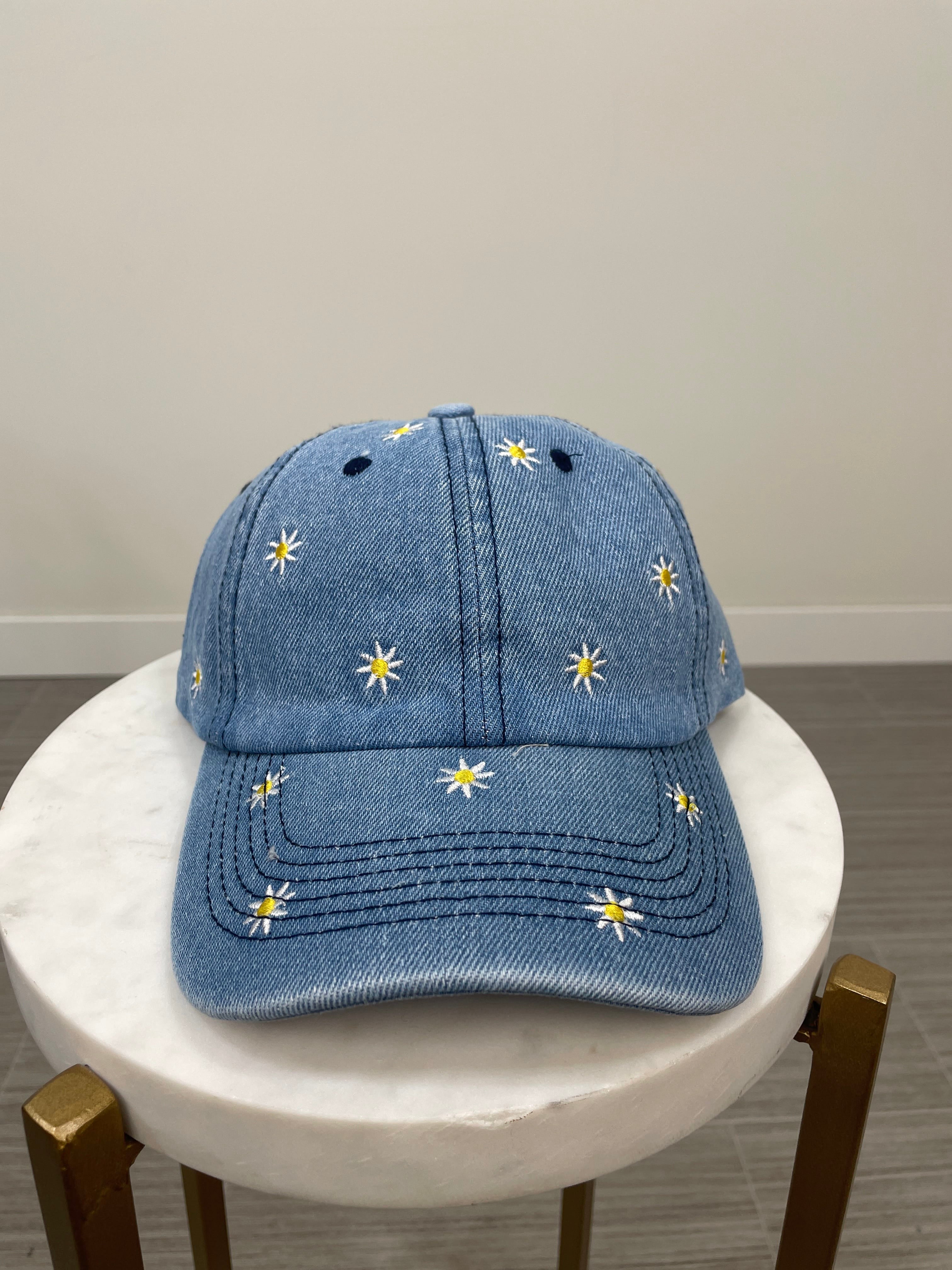Denim Flower Baseball Cap