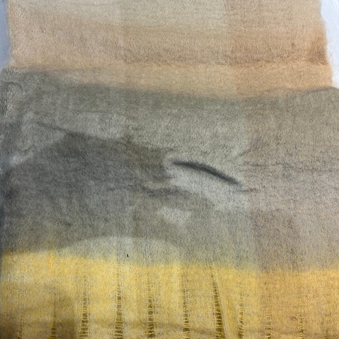 Beige & Peach Plaid Long Luxe Scarf w/Fringe