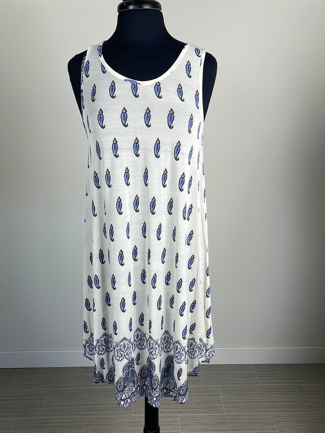 Ivory with Blue Paisley Dress