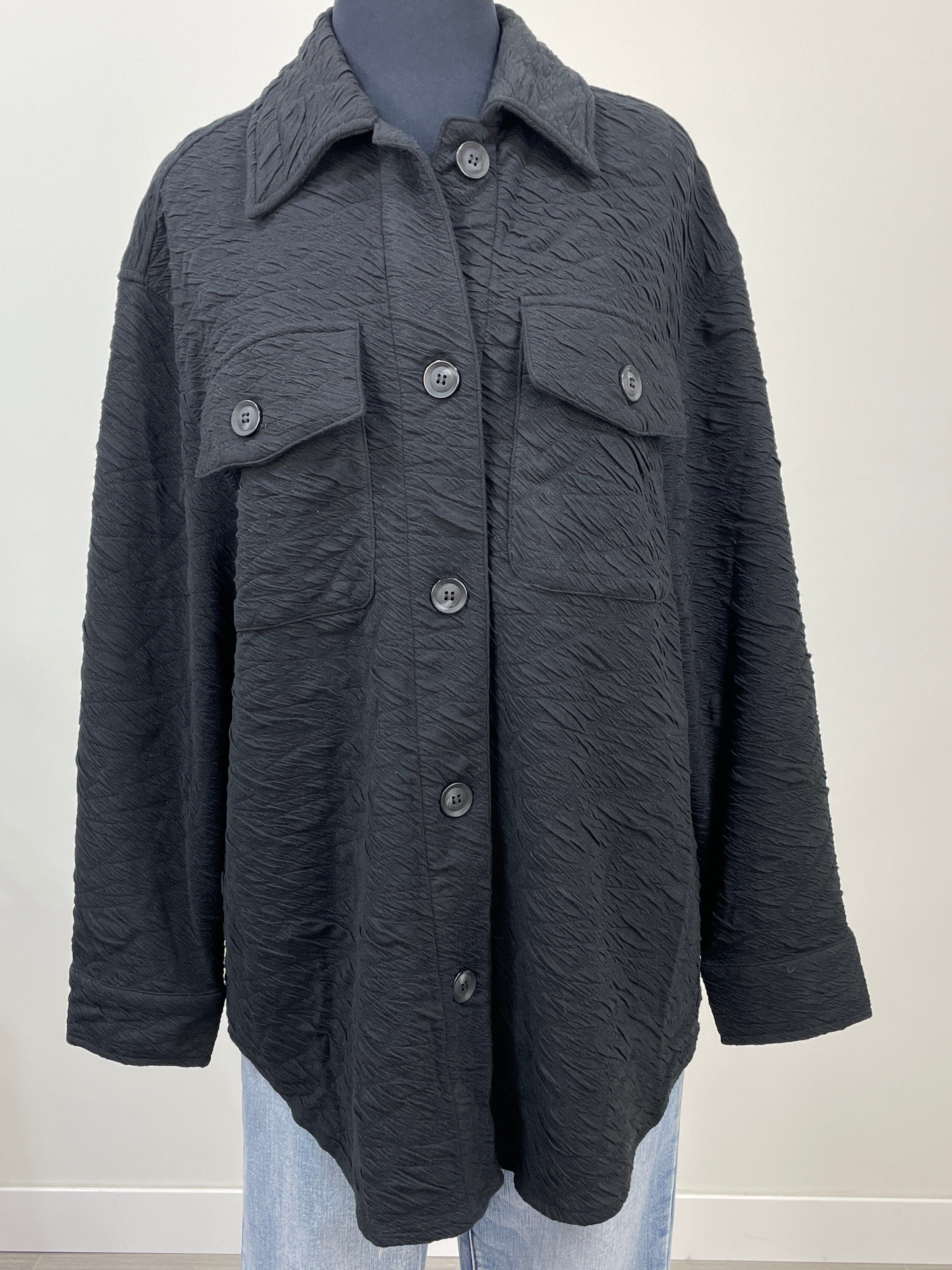 Black Button Up Detailed Jacket