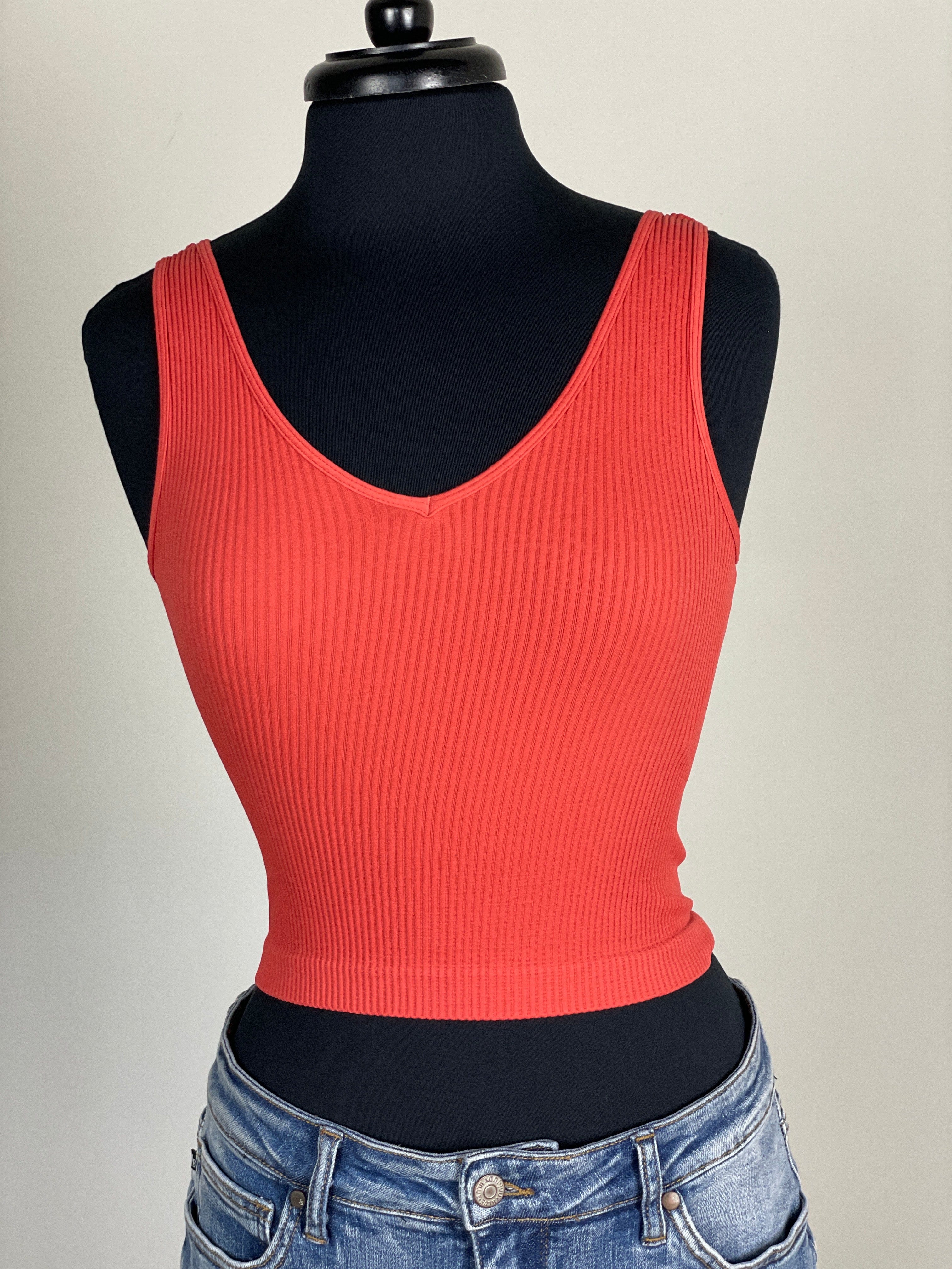 Burnt Sienna Rev. Ribbed Crop Top