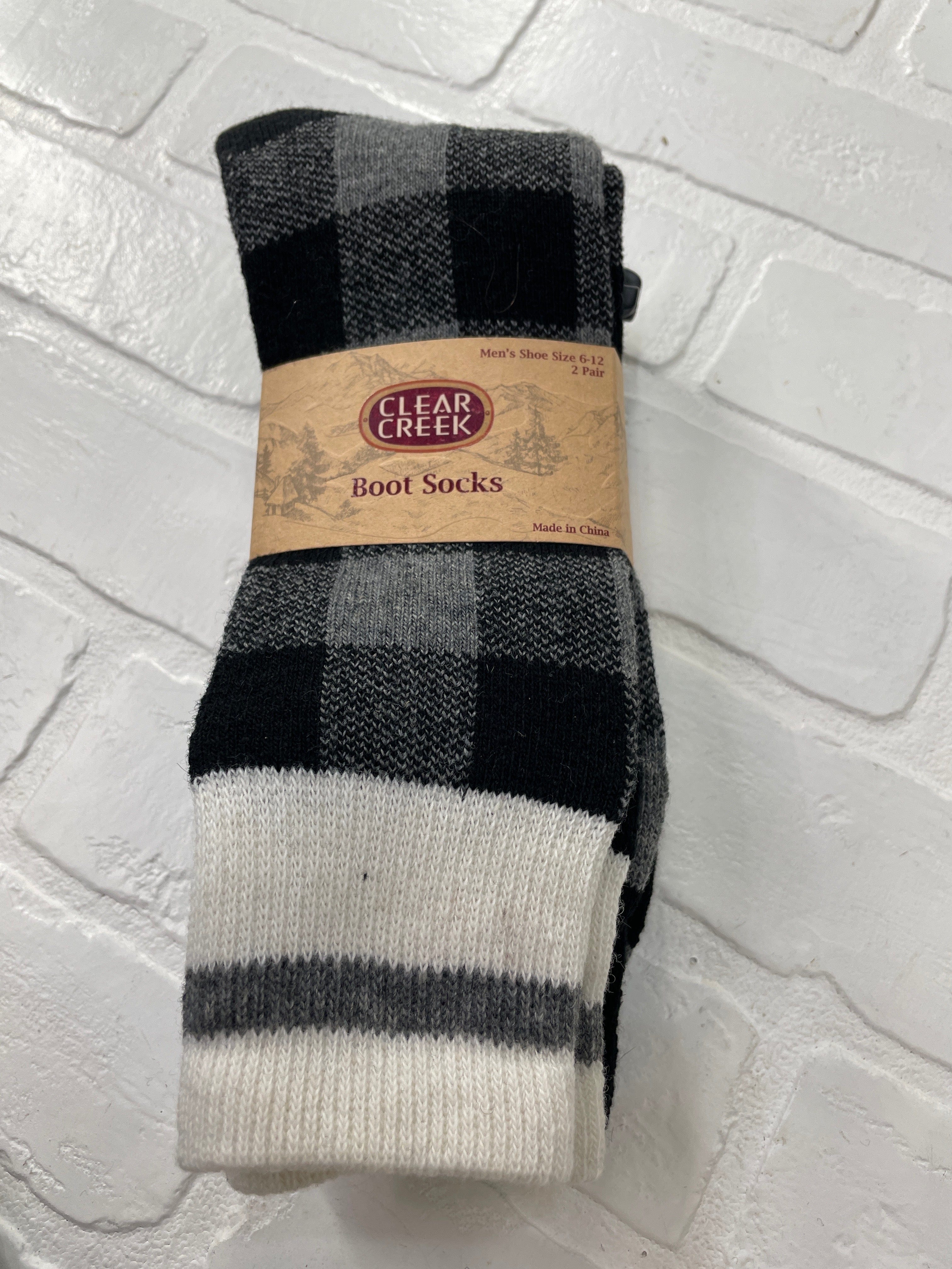 CC Men's Grey & Black Plaid Boot Sock