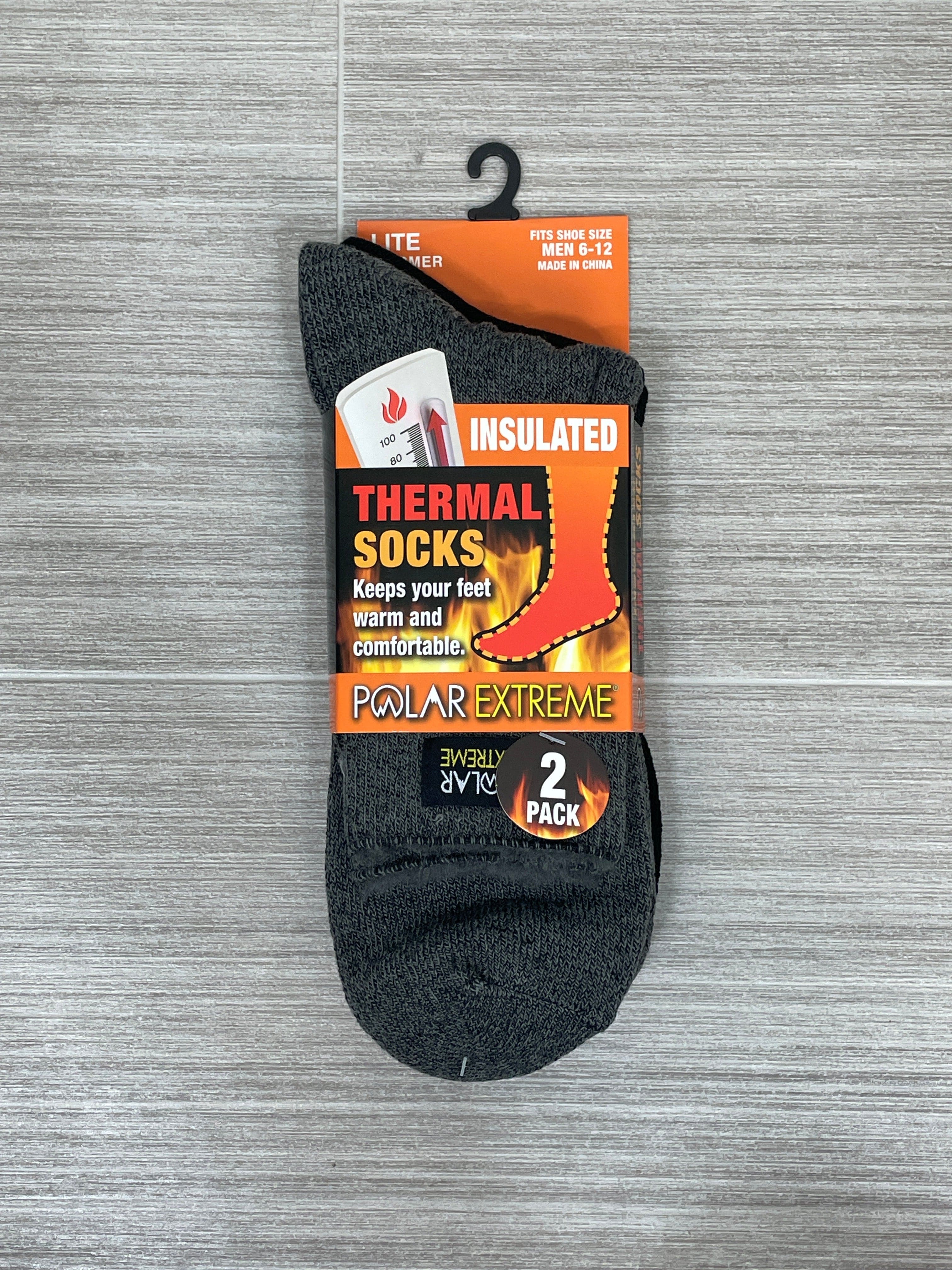 Charcoal 2-Pack Polar Extreme Heat Men's Lite Brushed Sock
