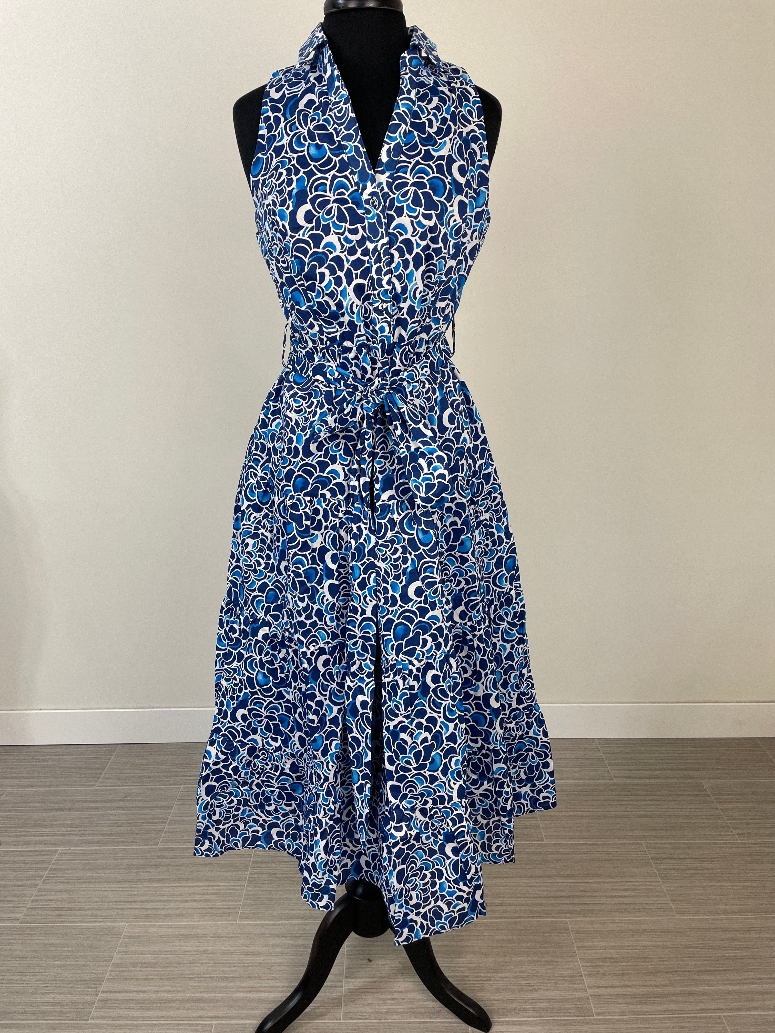 Navy Floral Jessica Midi Polo Dress