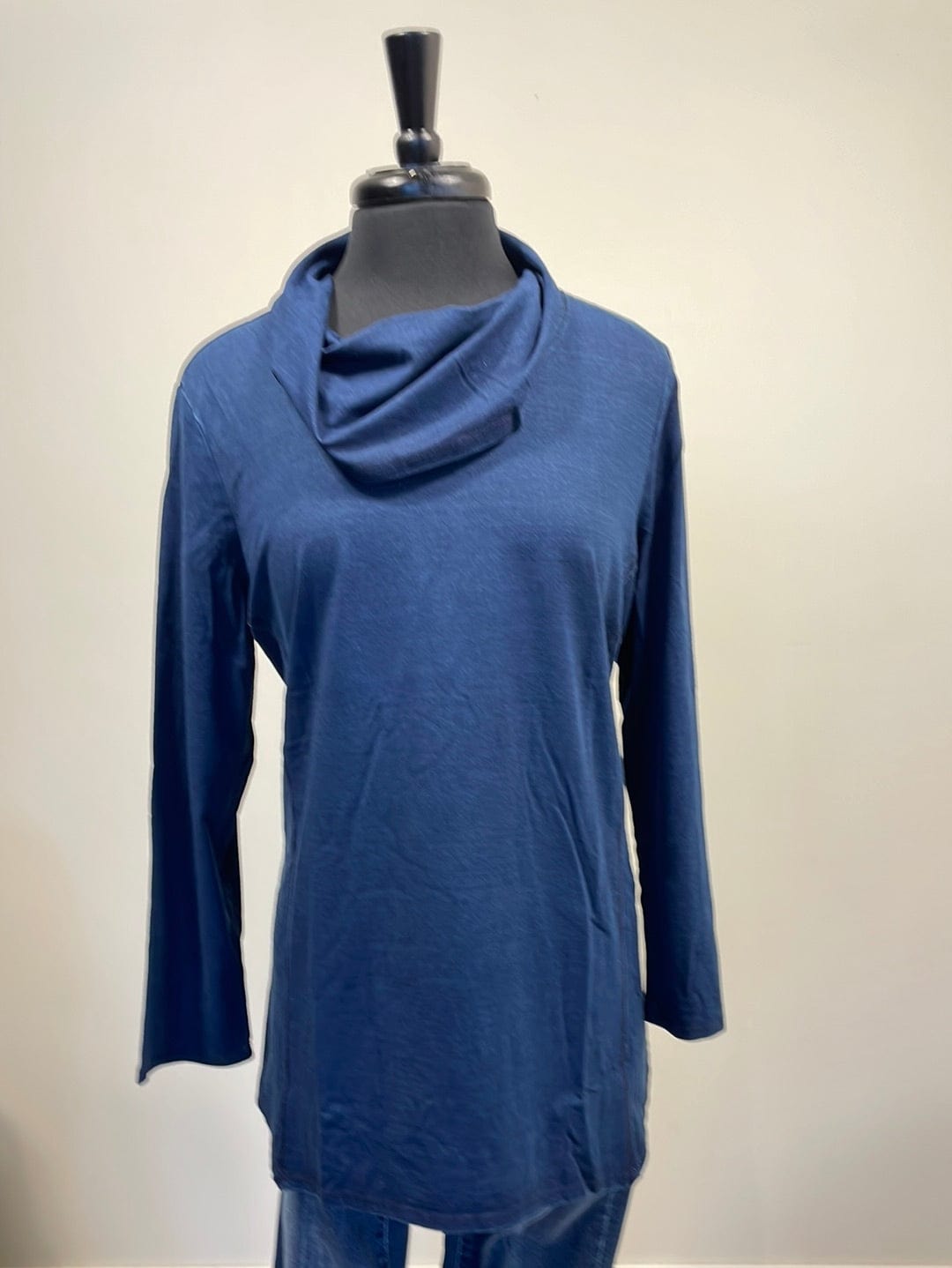 Dark Blue Mock Neck Top