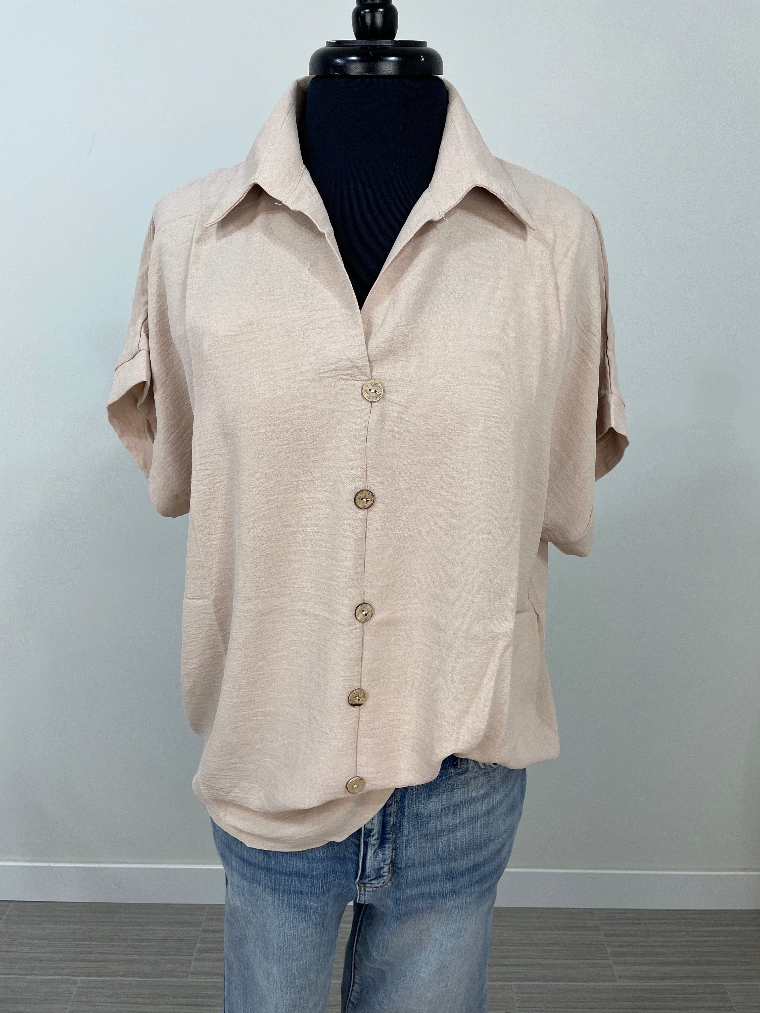 Khaki Button Up Blouse