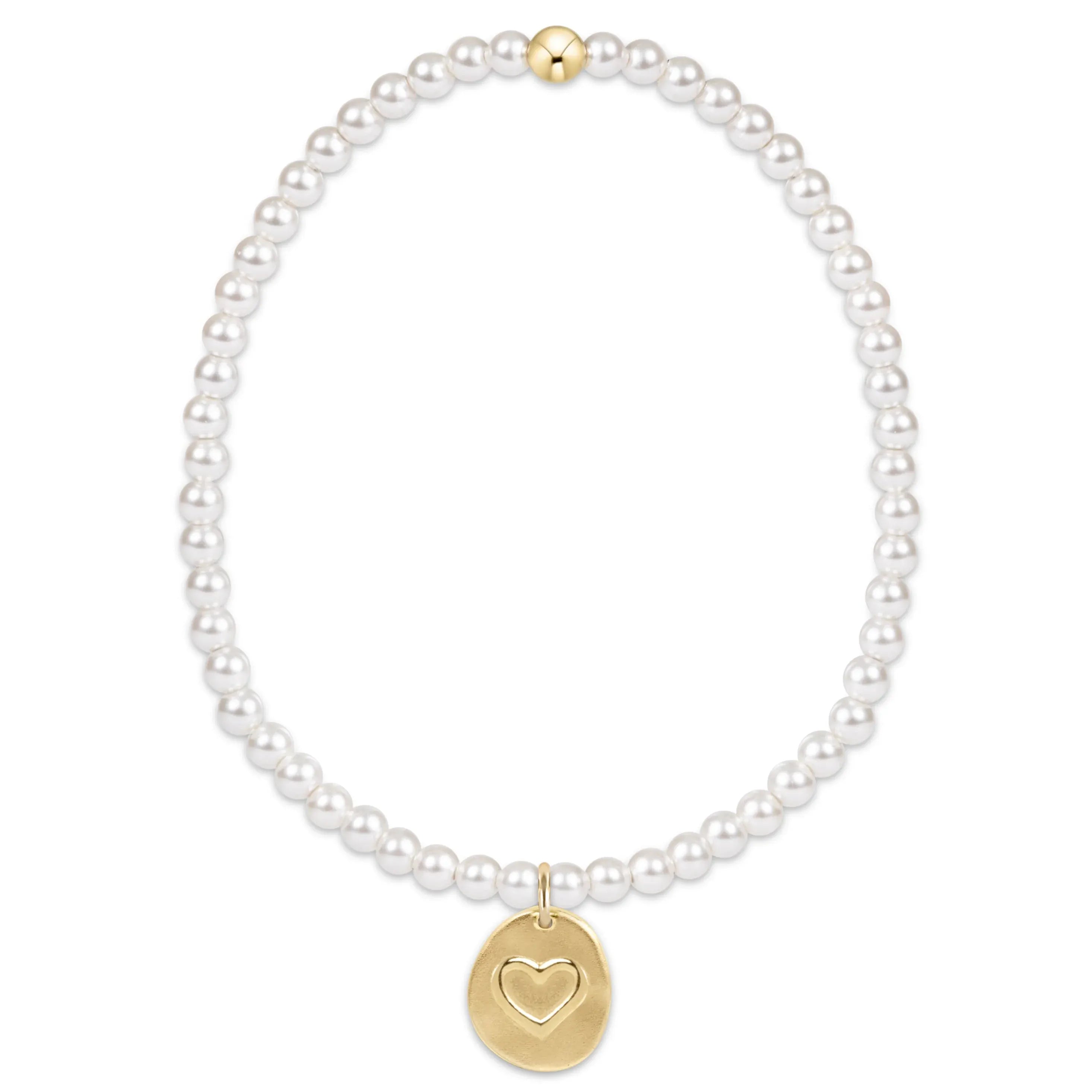 Classic Pearl 3mm Bracelet - Inspire Love Small Gold Disc