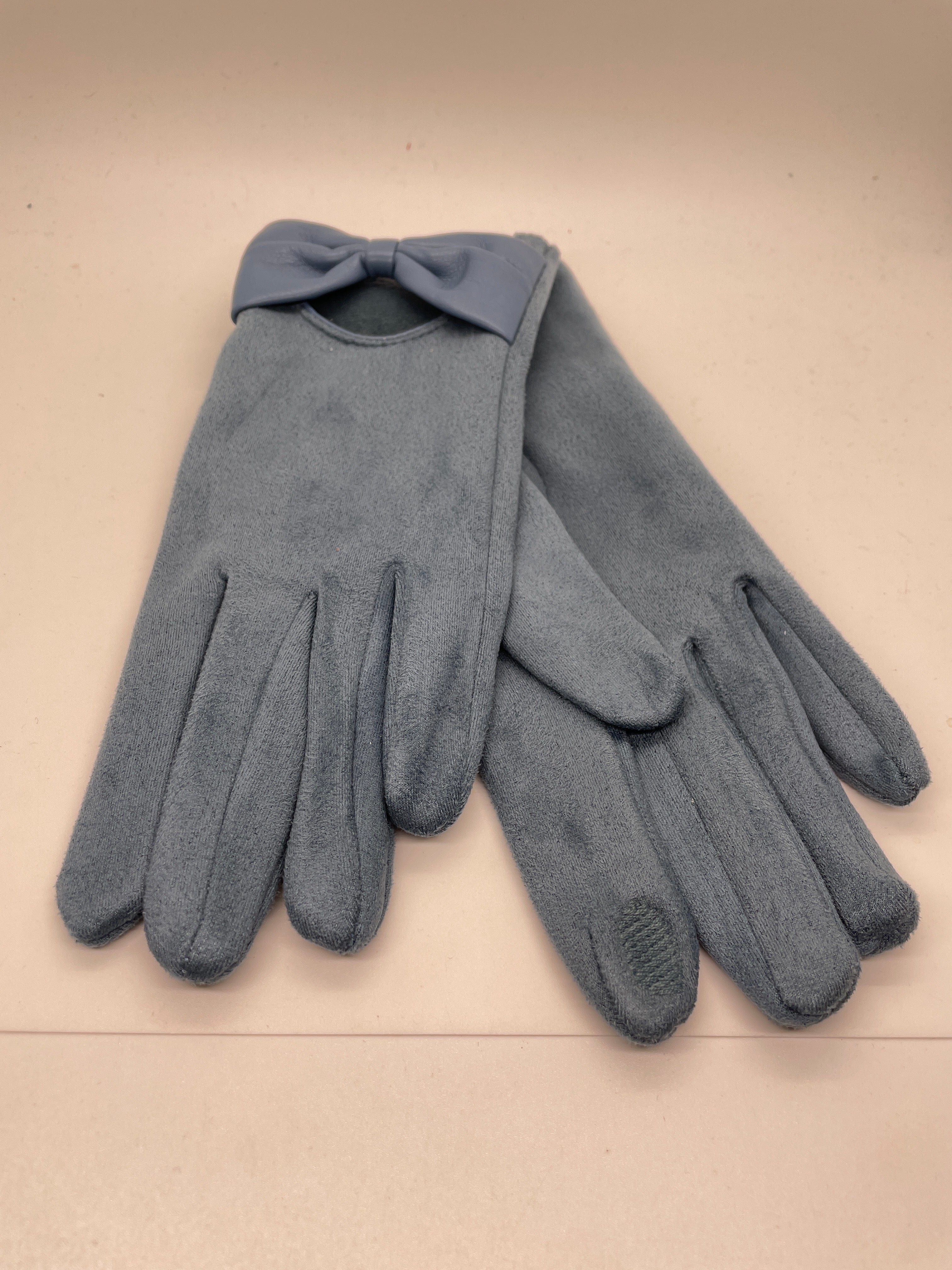 Blue Bow Leatherette Glove