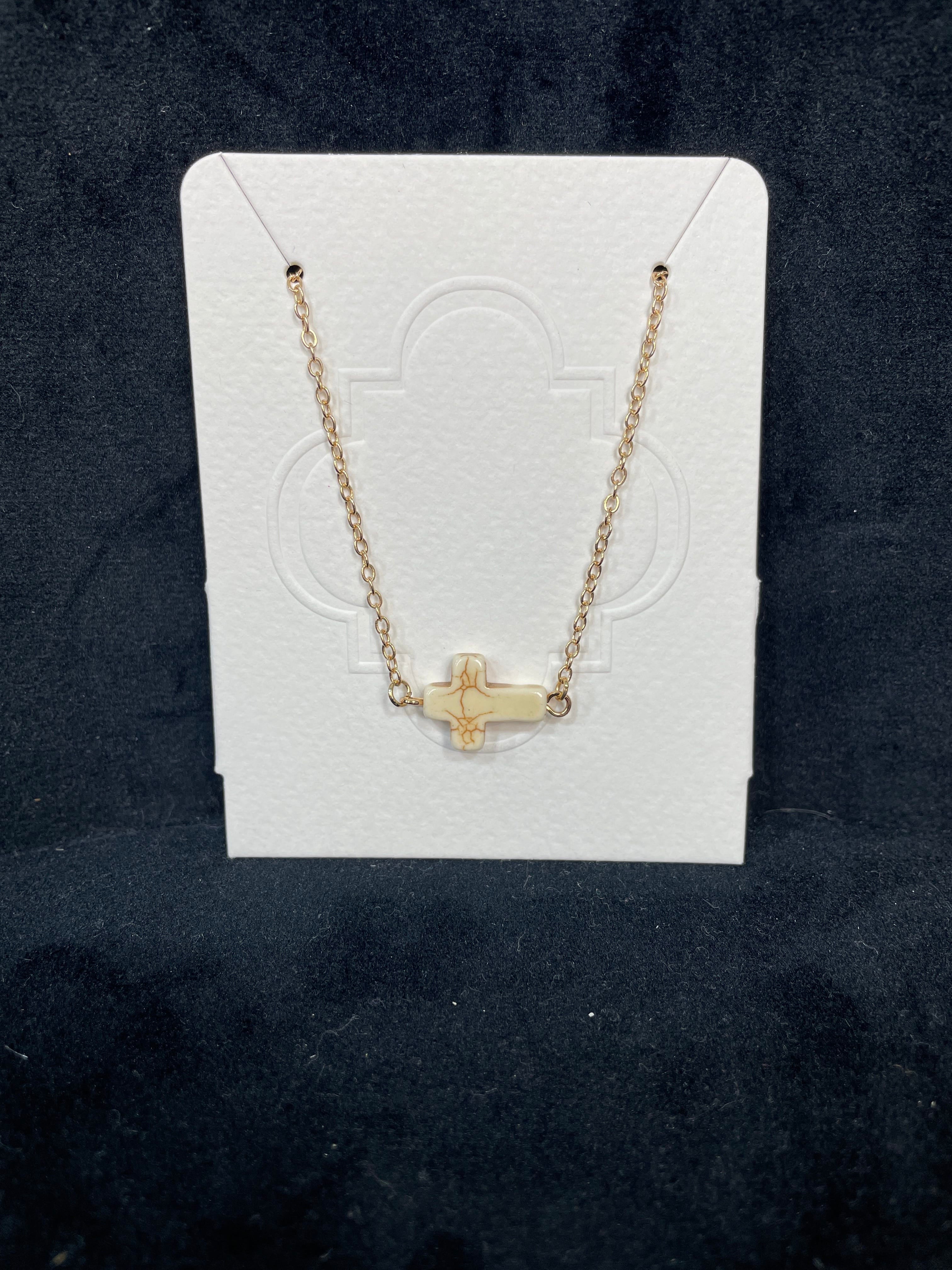 White Cross Gold Necklace