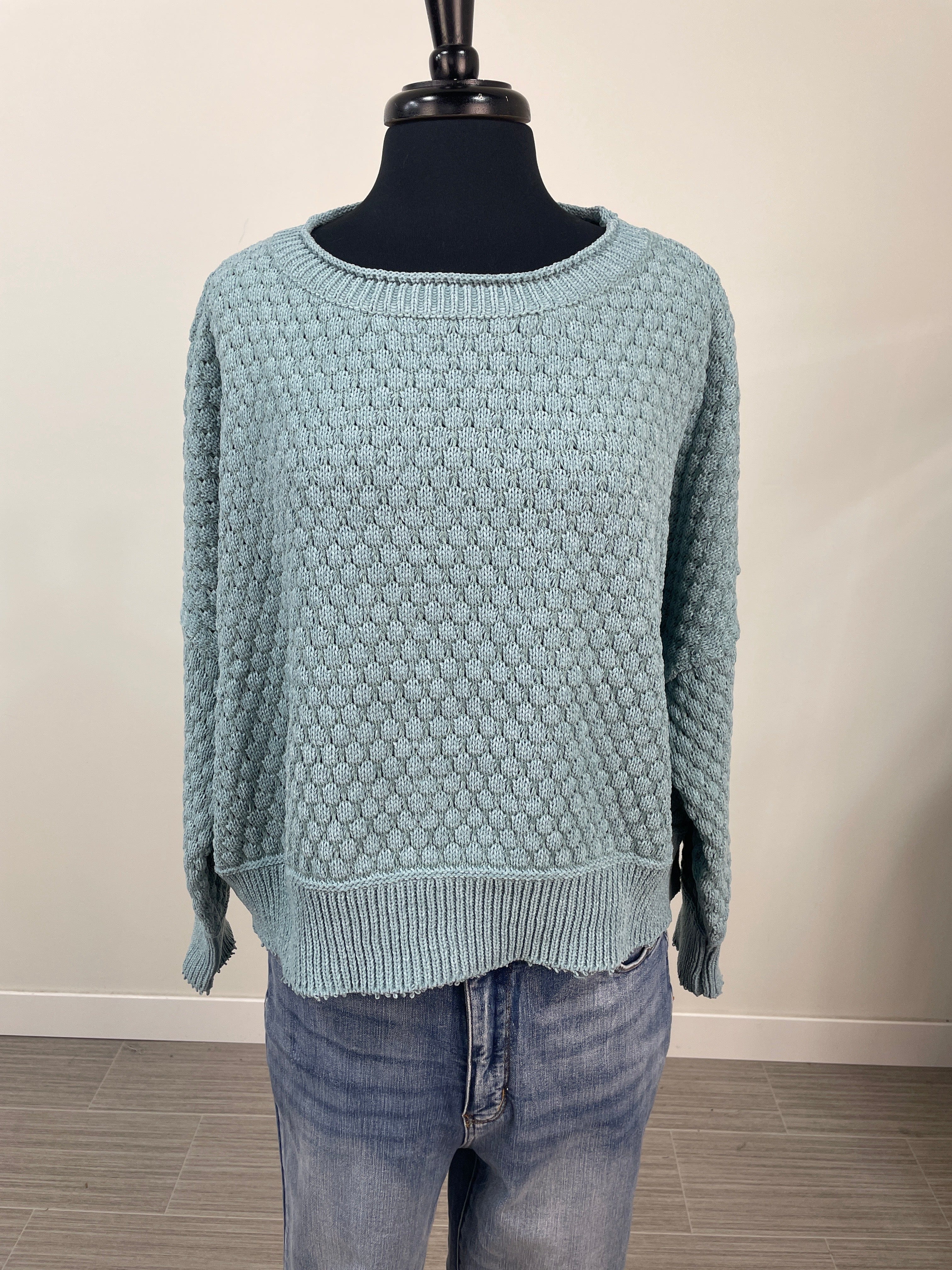 Seafoam Raised Dot Sweater