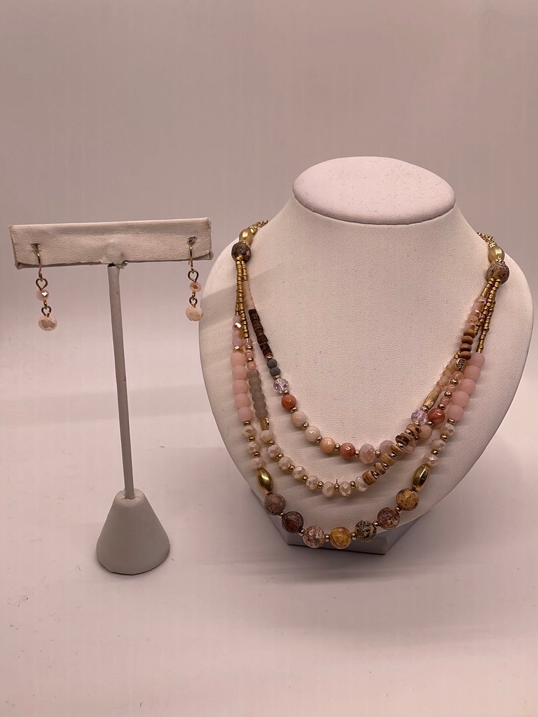 Rose Beaded 3 Layer Necklace