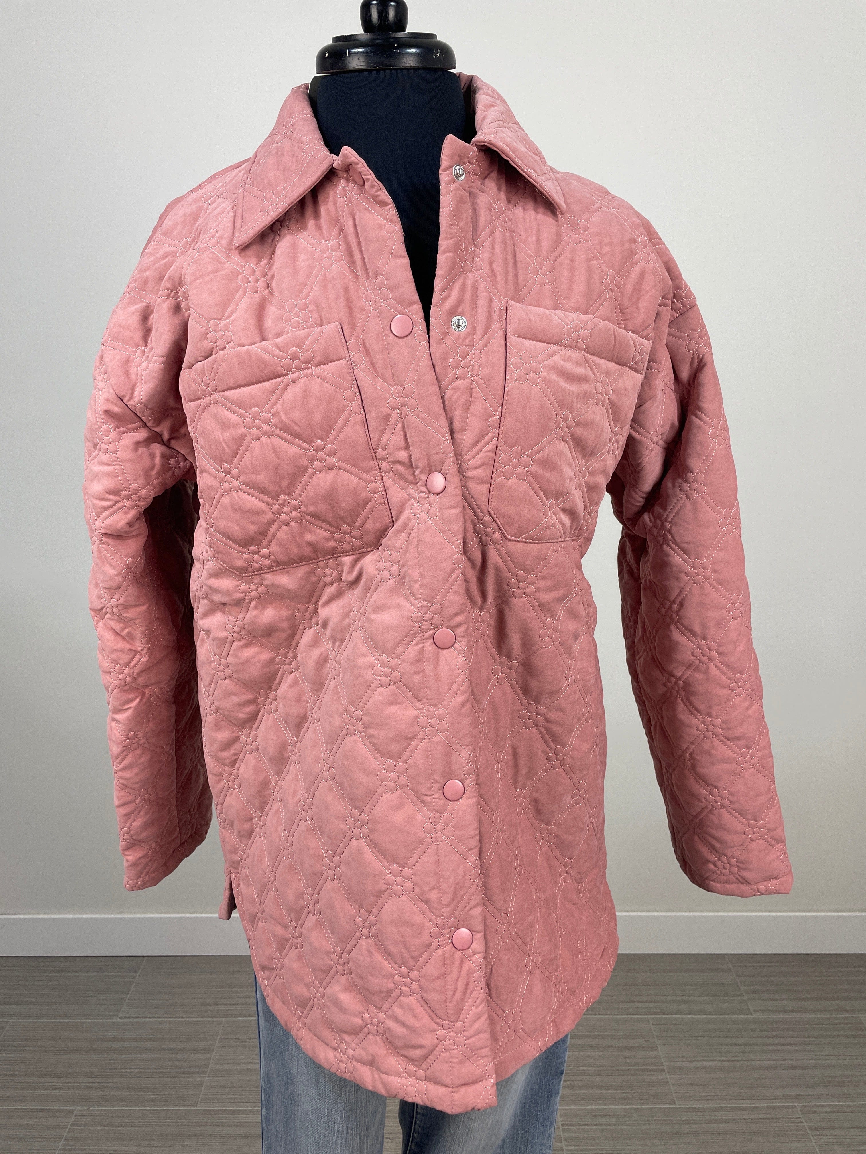 Rose Quilted Floral Snap Up Jacket