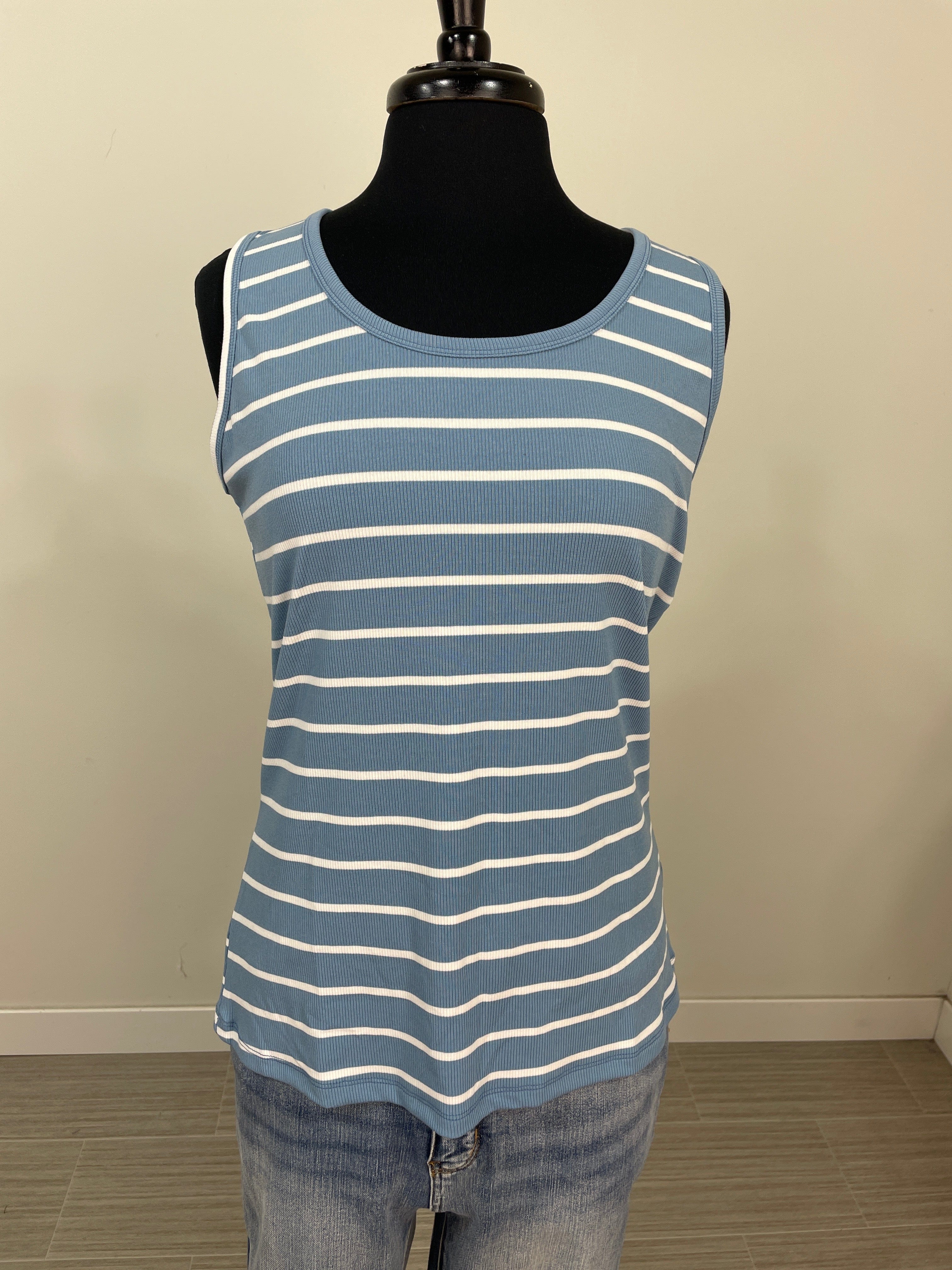 Ocean Blue Striped Sleeveless Top
