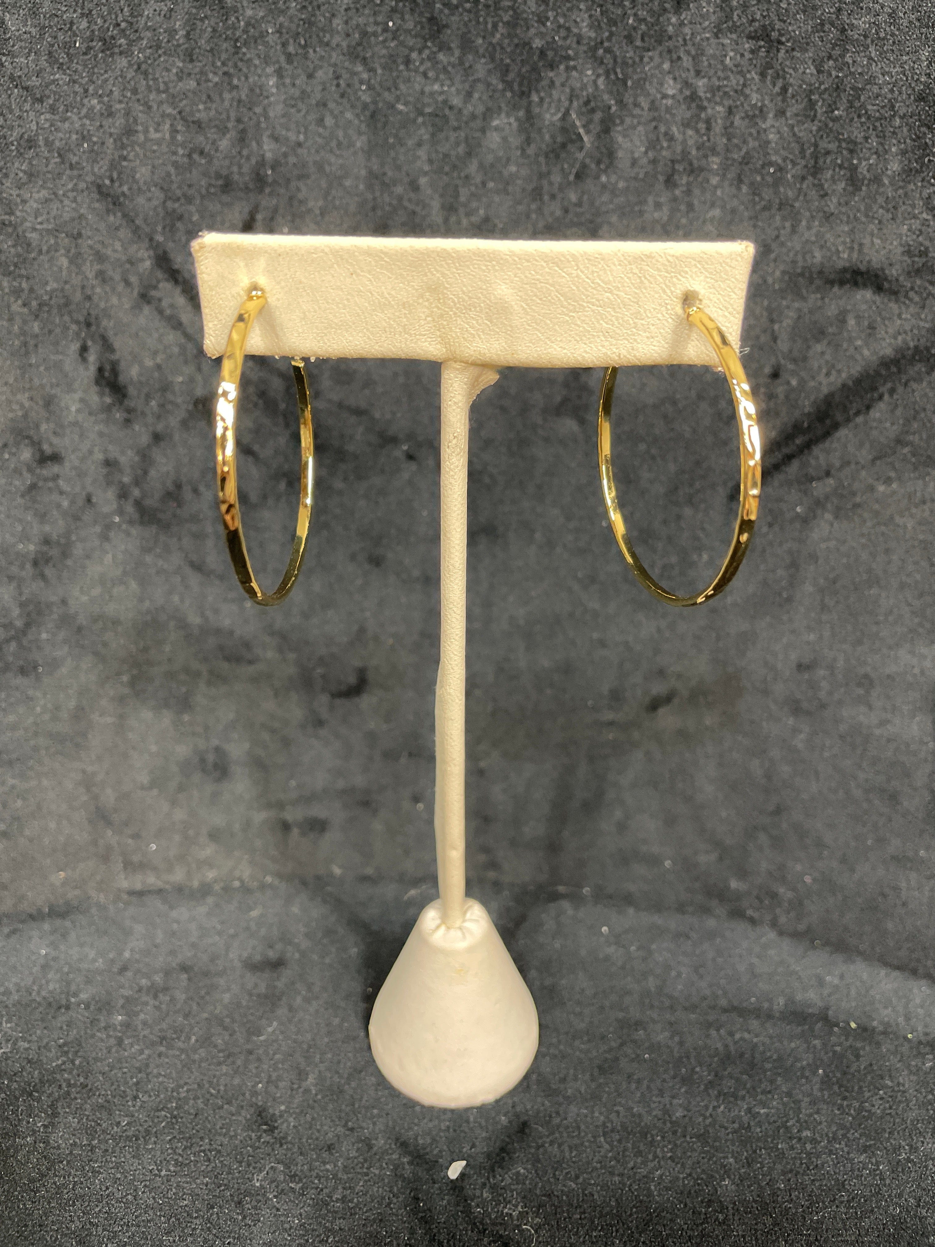 Gold Hammered Large Hoop Earring