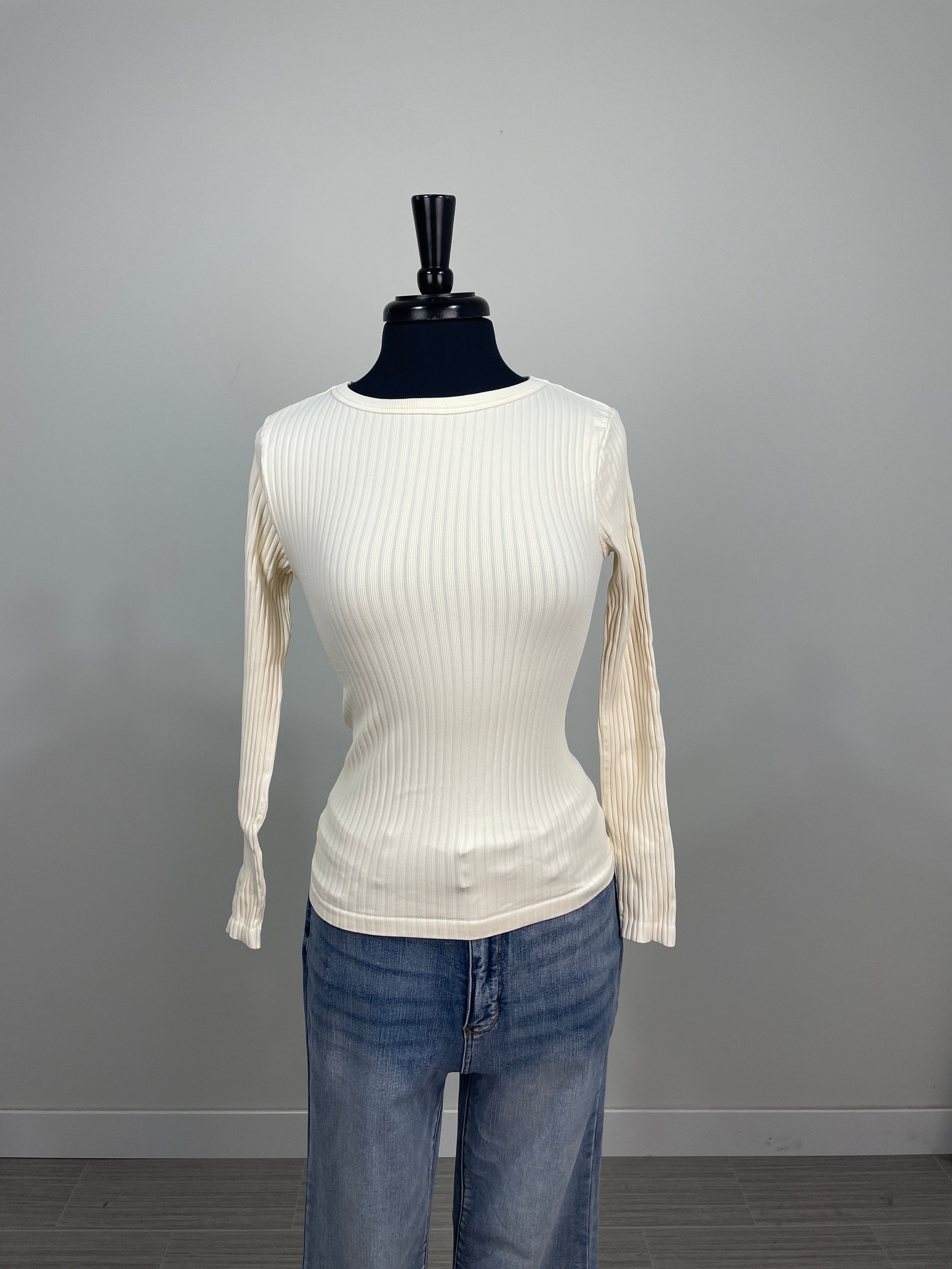 Butter Cream Ribbed Longsleeve Top
