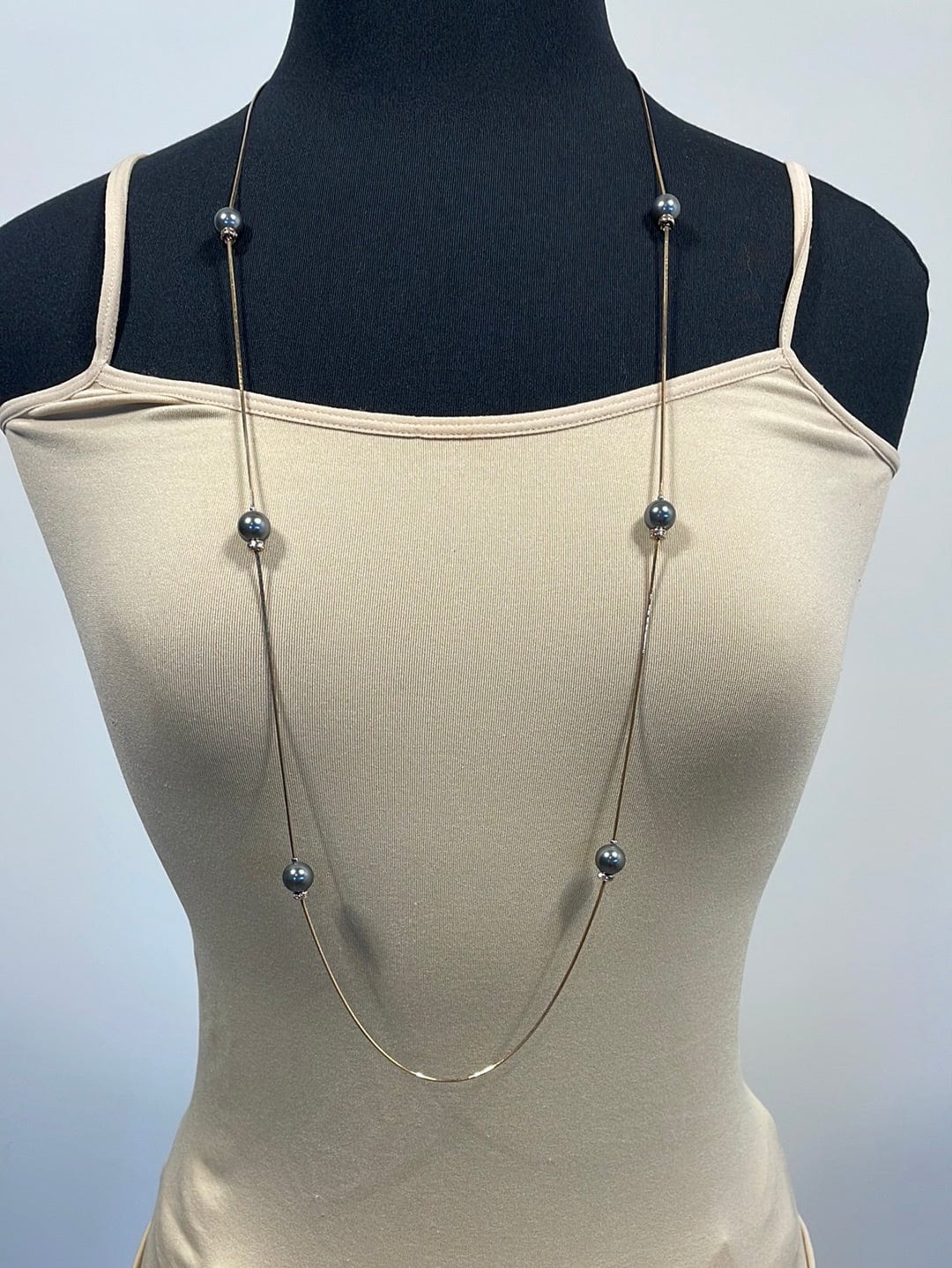 Gray Pearl Chain Necklace