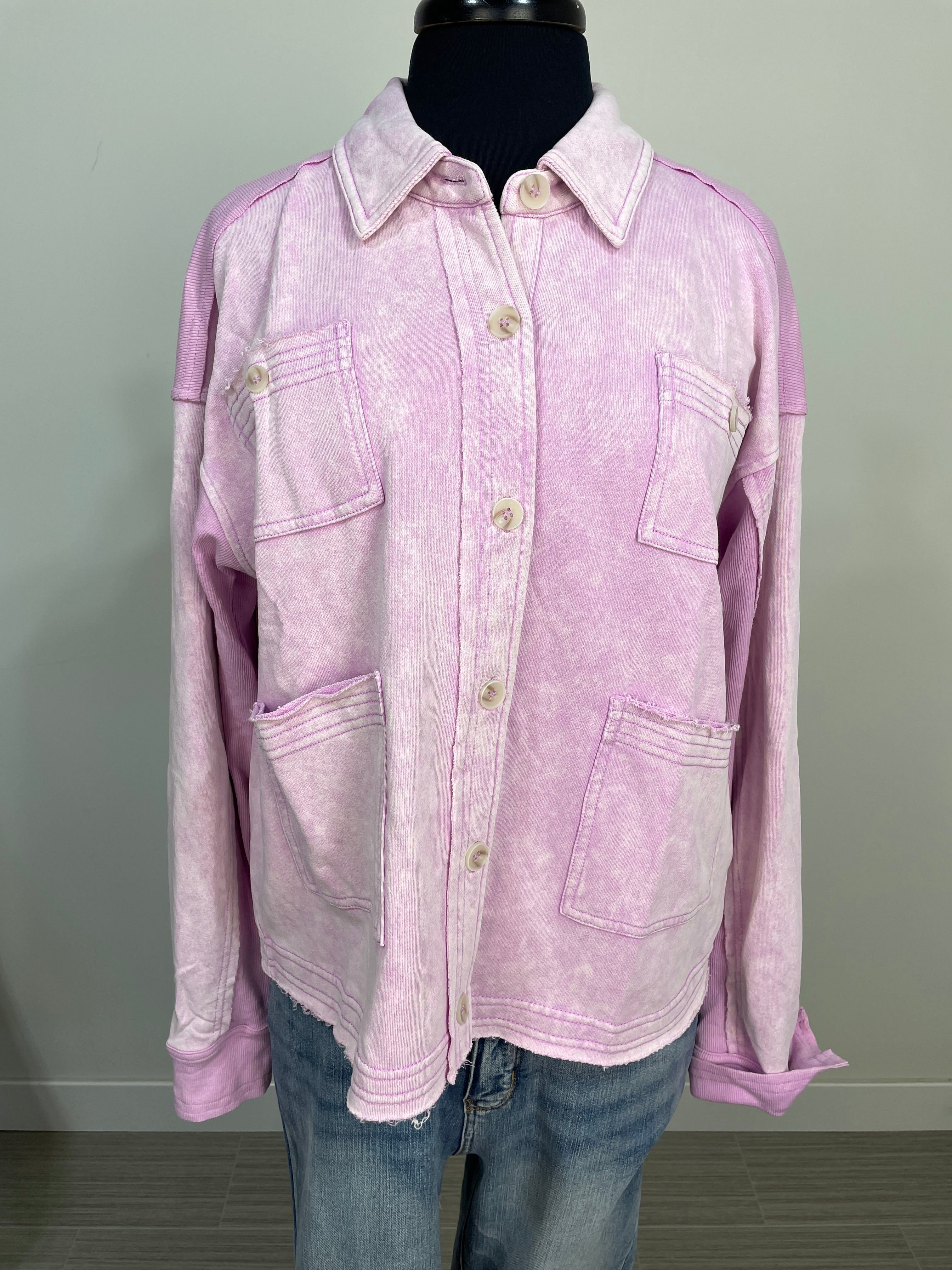 Lavender Pink Terry Shacket