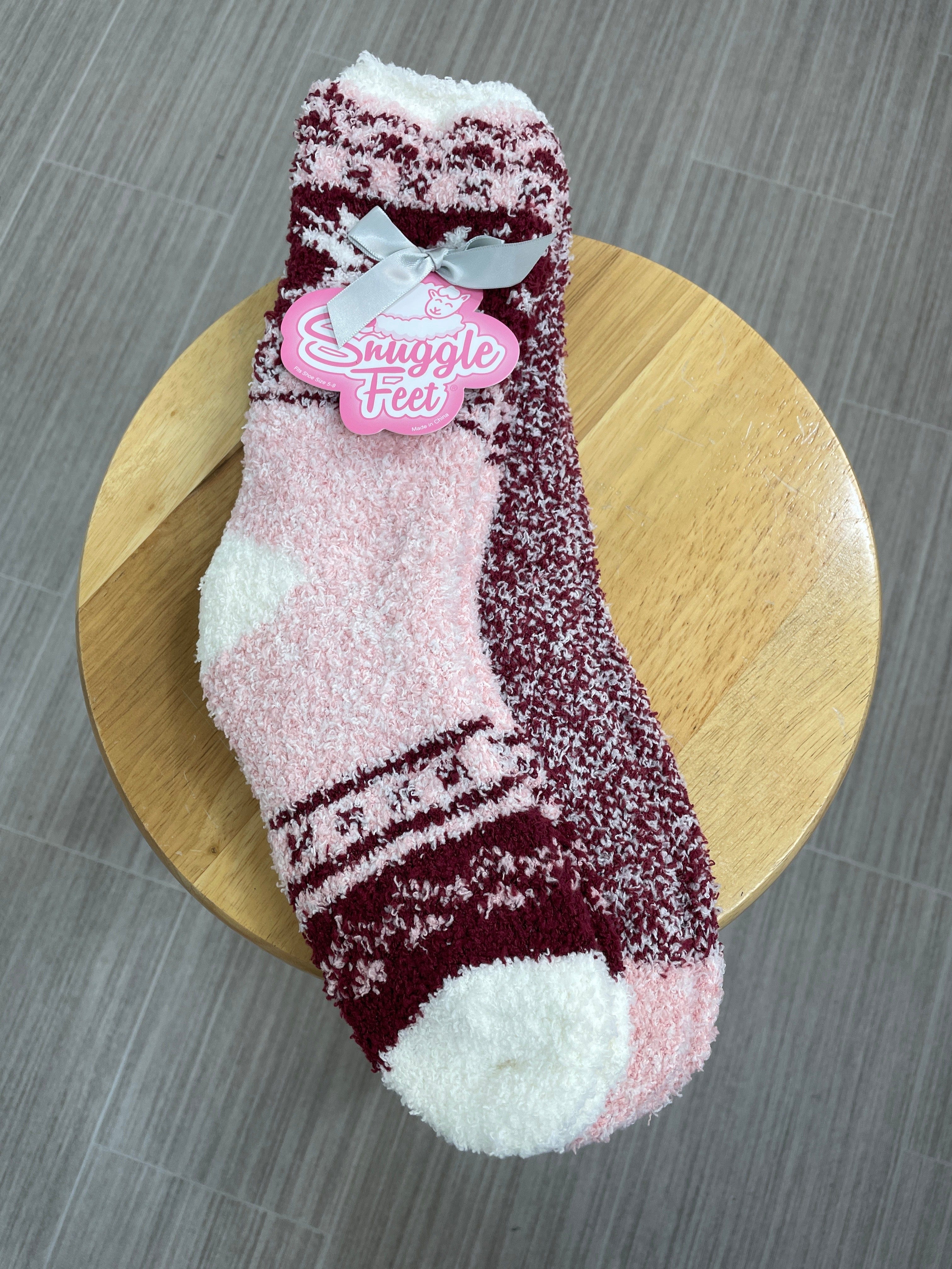 Maroon & Pink Mix 2pk Snuggle Feet