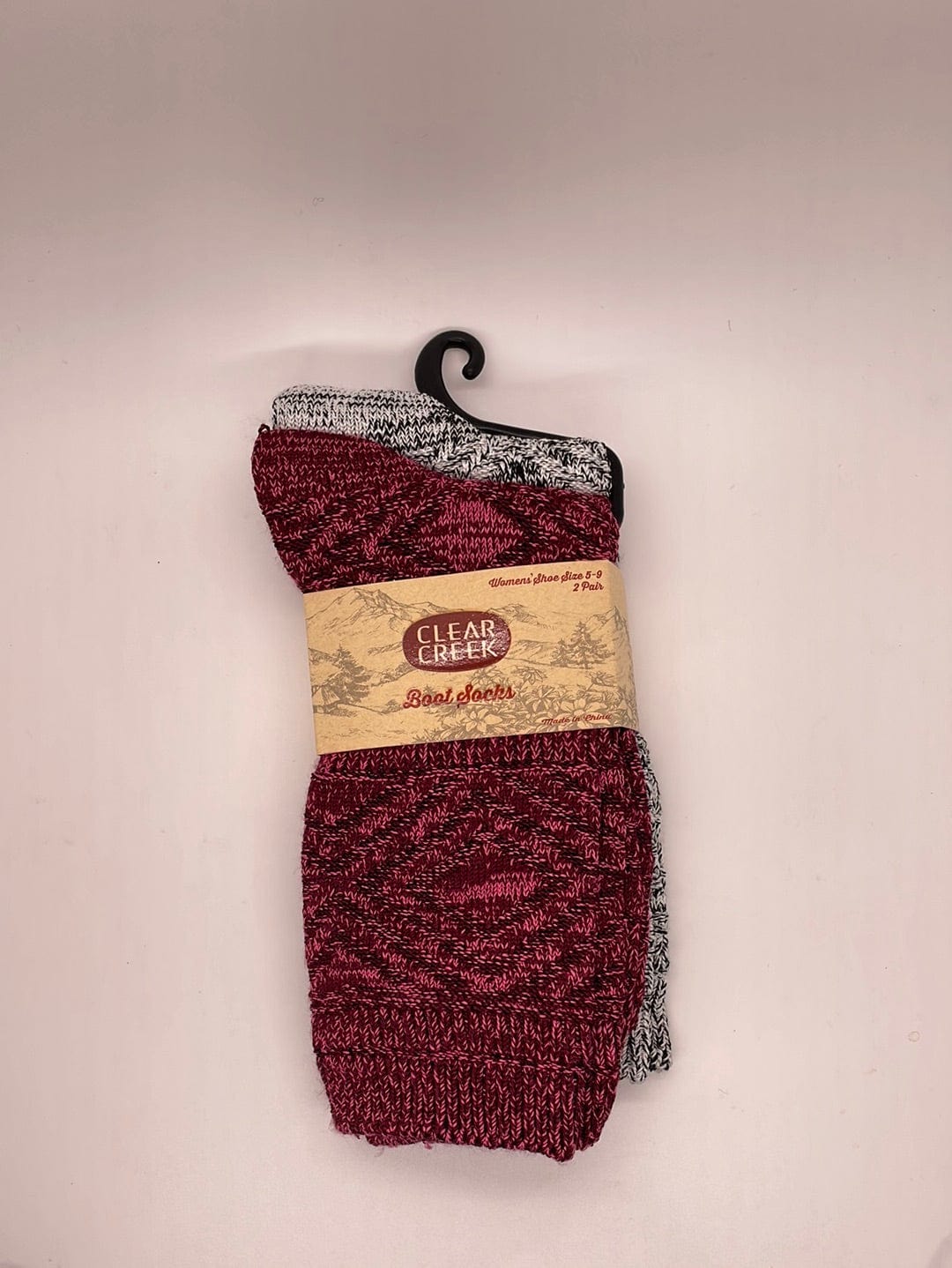CC Women's Berry & B/W 2pk Boot Sock