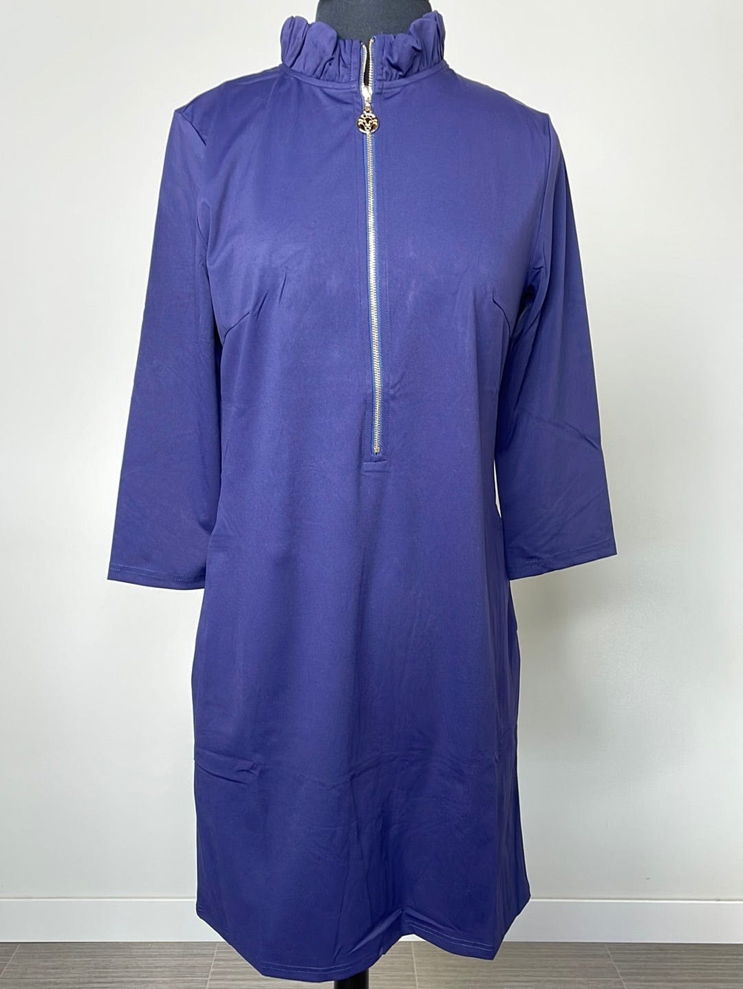Navy Brittany Front Zip Shift Dress