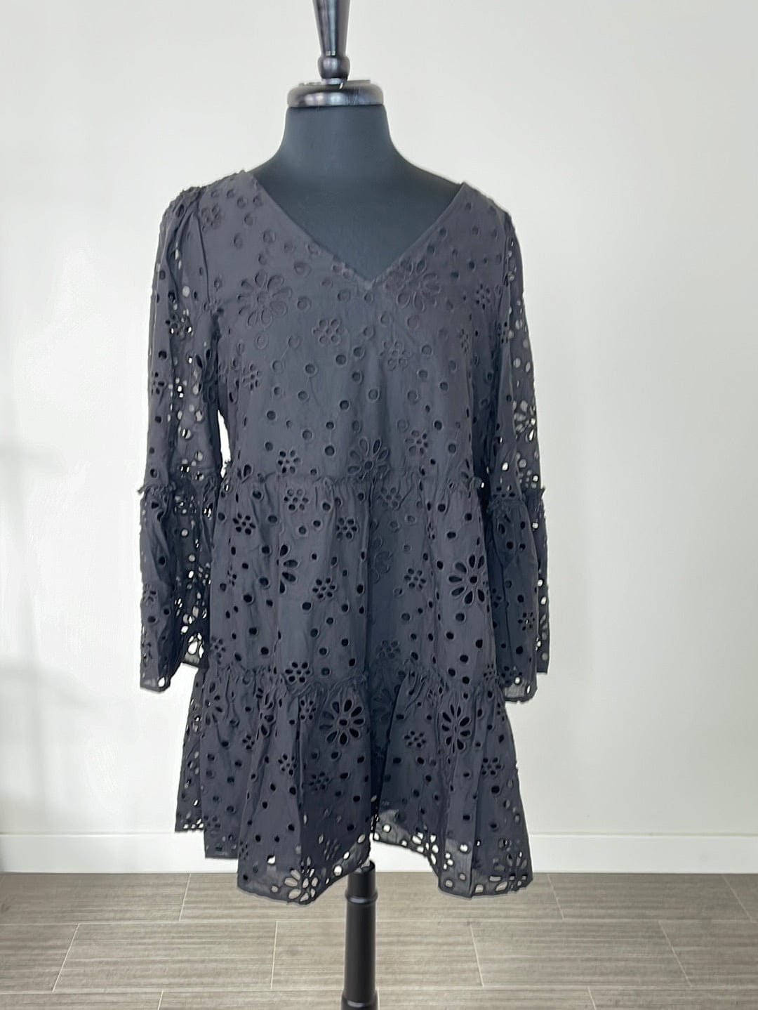 Black Meredith Eyelet Dress