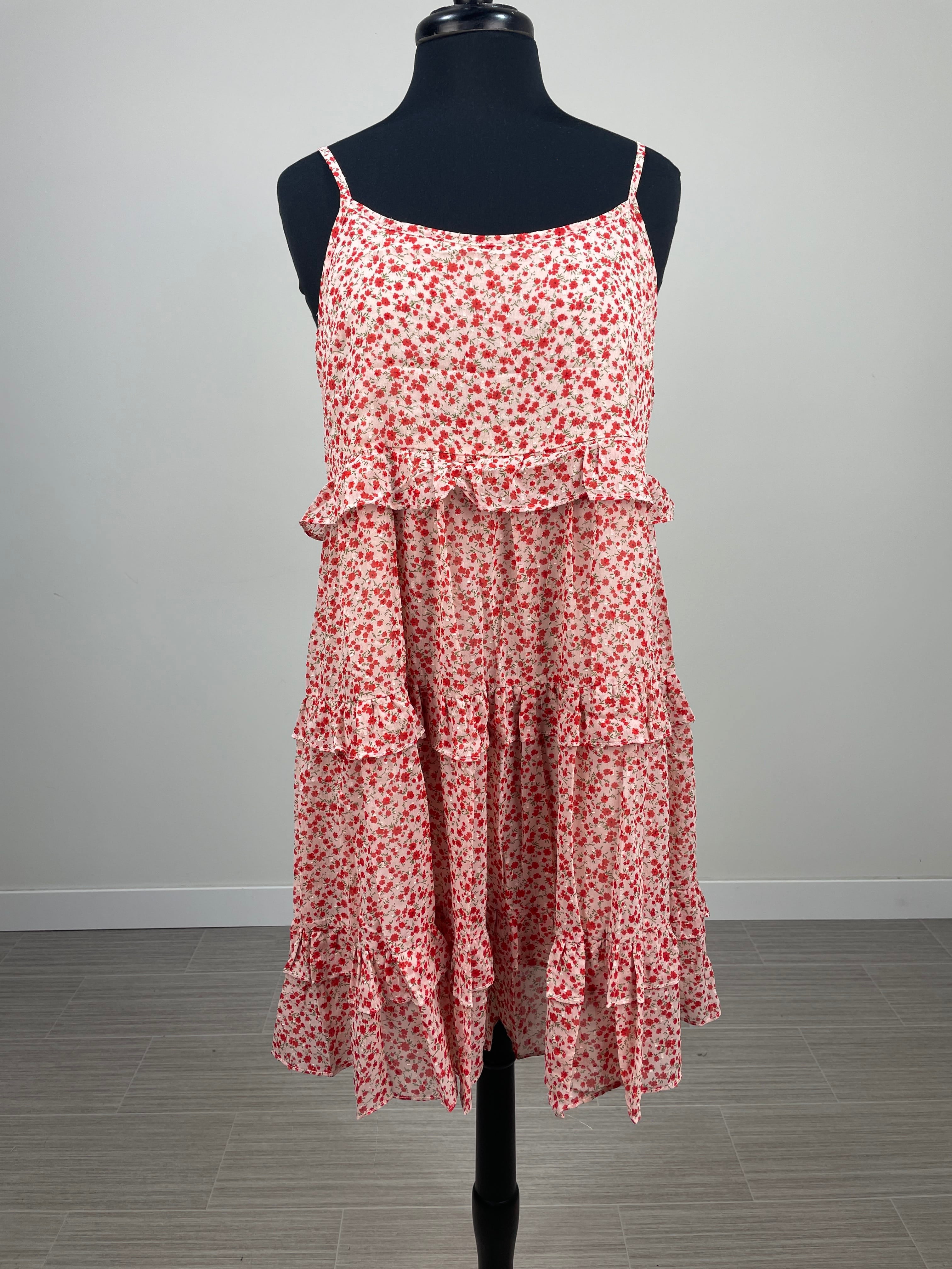 Cherry Red Floral Dress