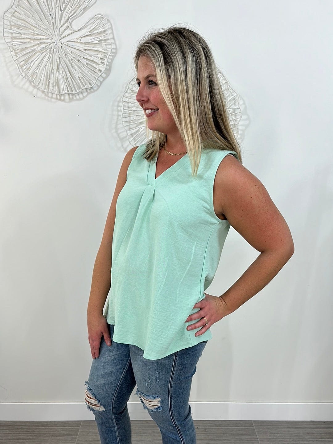Sage Breeezy Vneck Tank