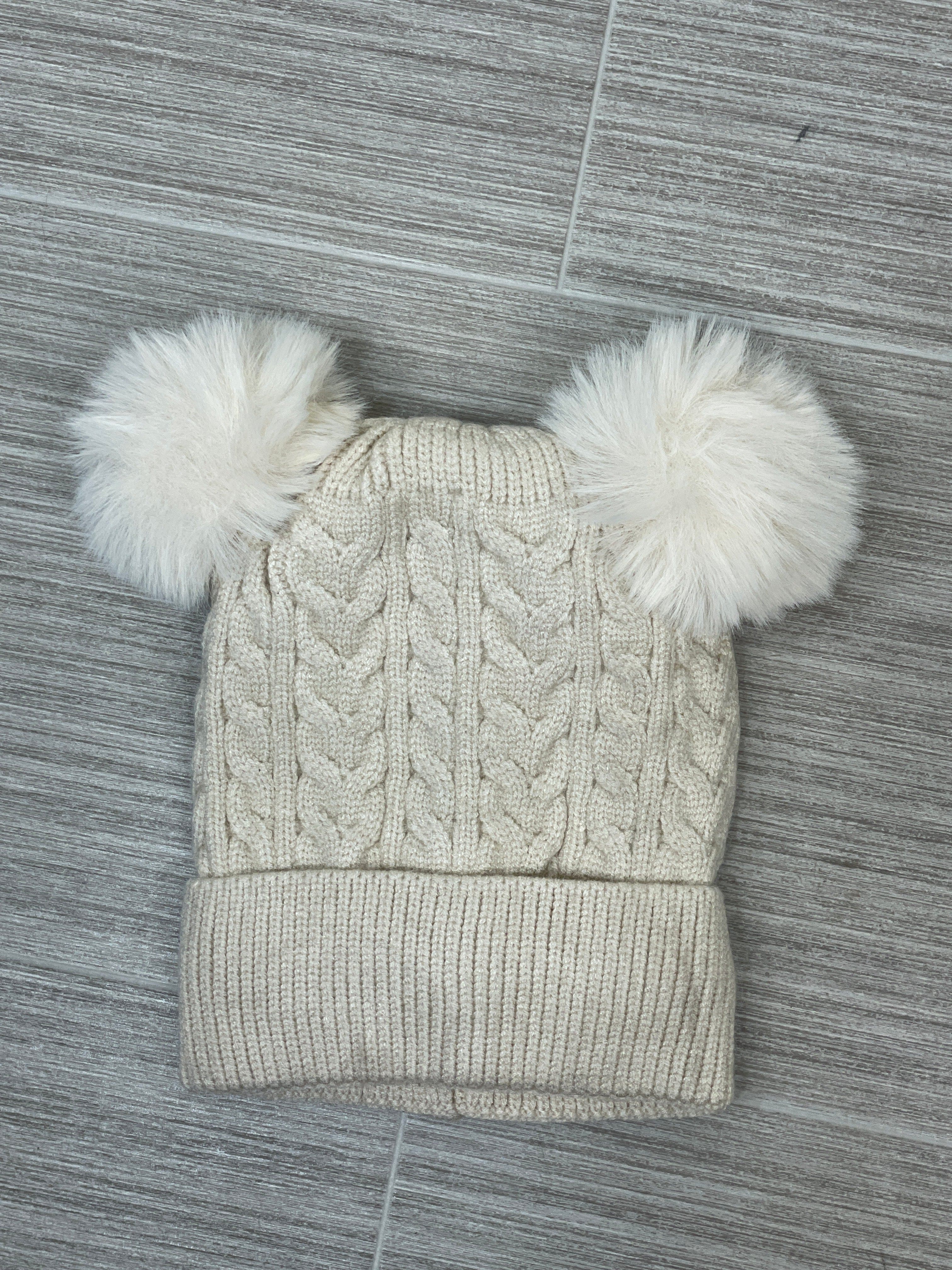 Khaki Toddler Cable Knit Lined Hat