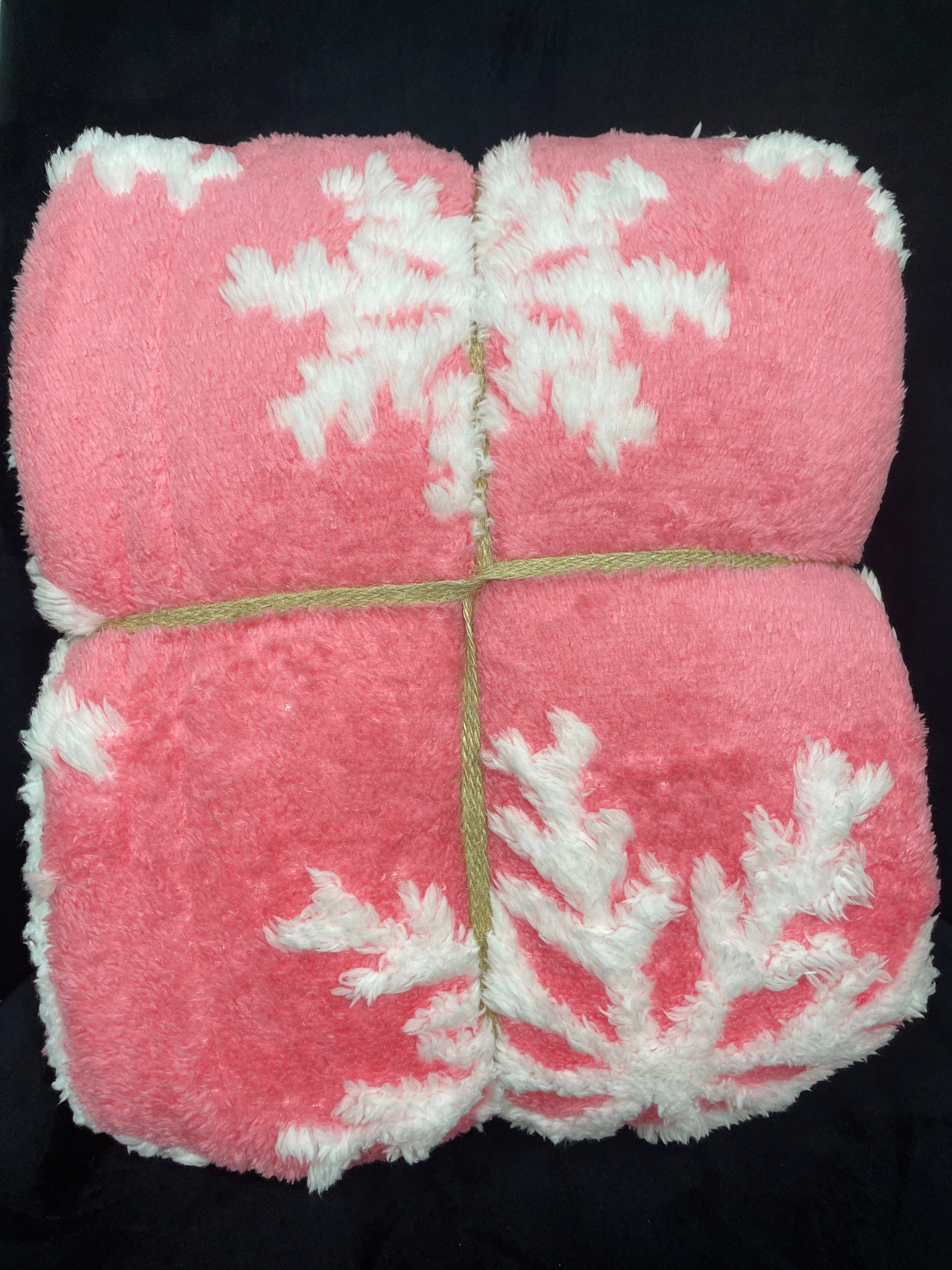 Pink Snowflake Sherpa Blanket