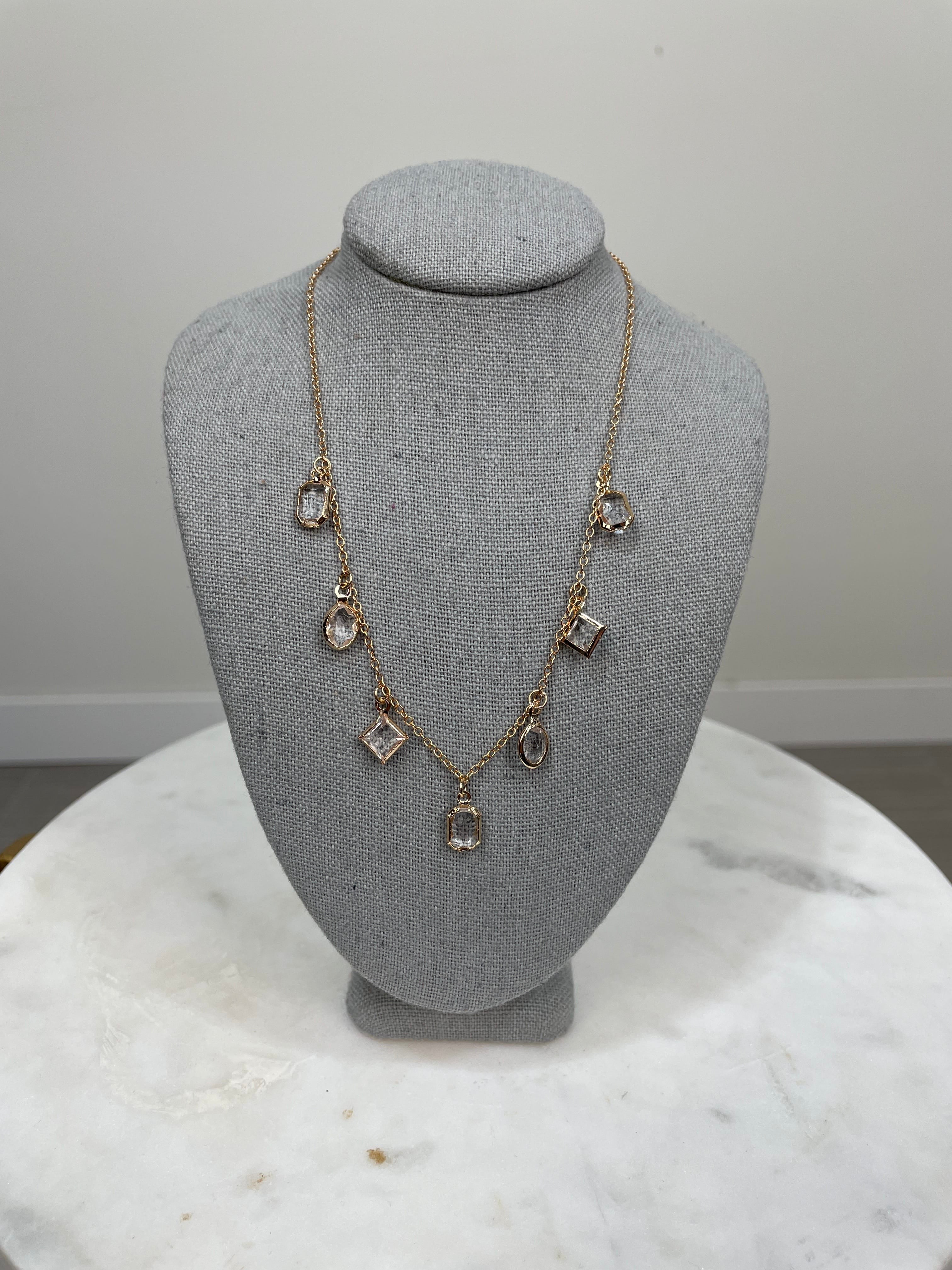 Gold Multi Crystal Necklace