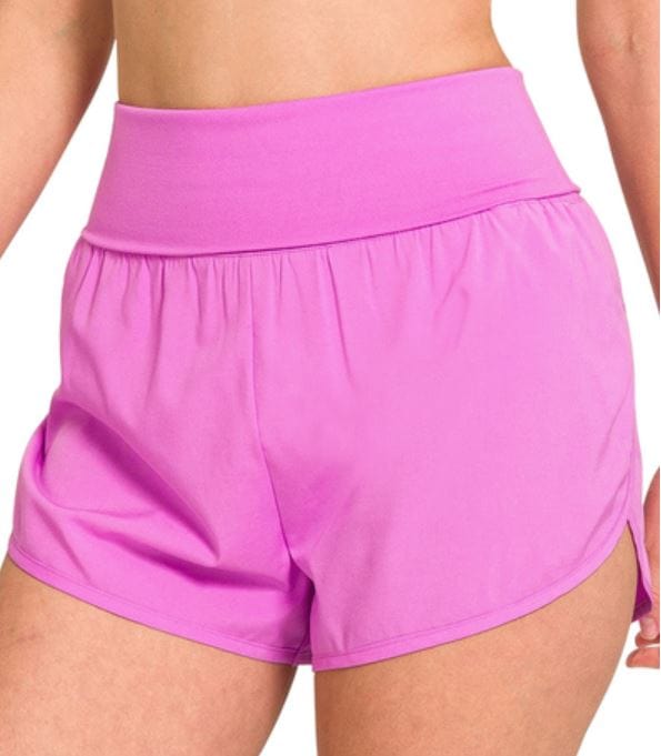 Bright Mauve High Waisted Band Shorts