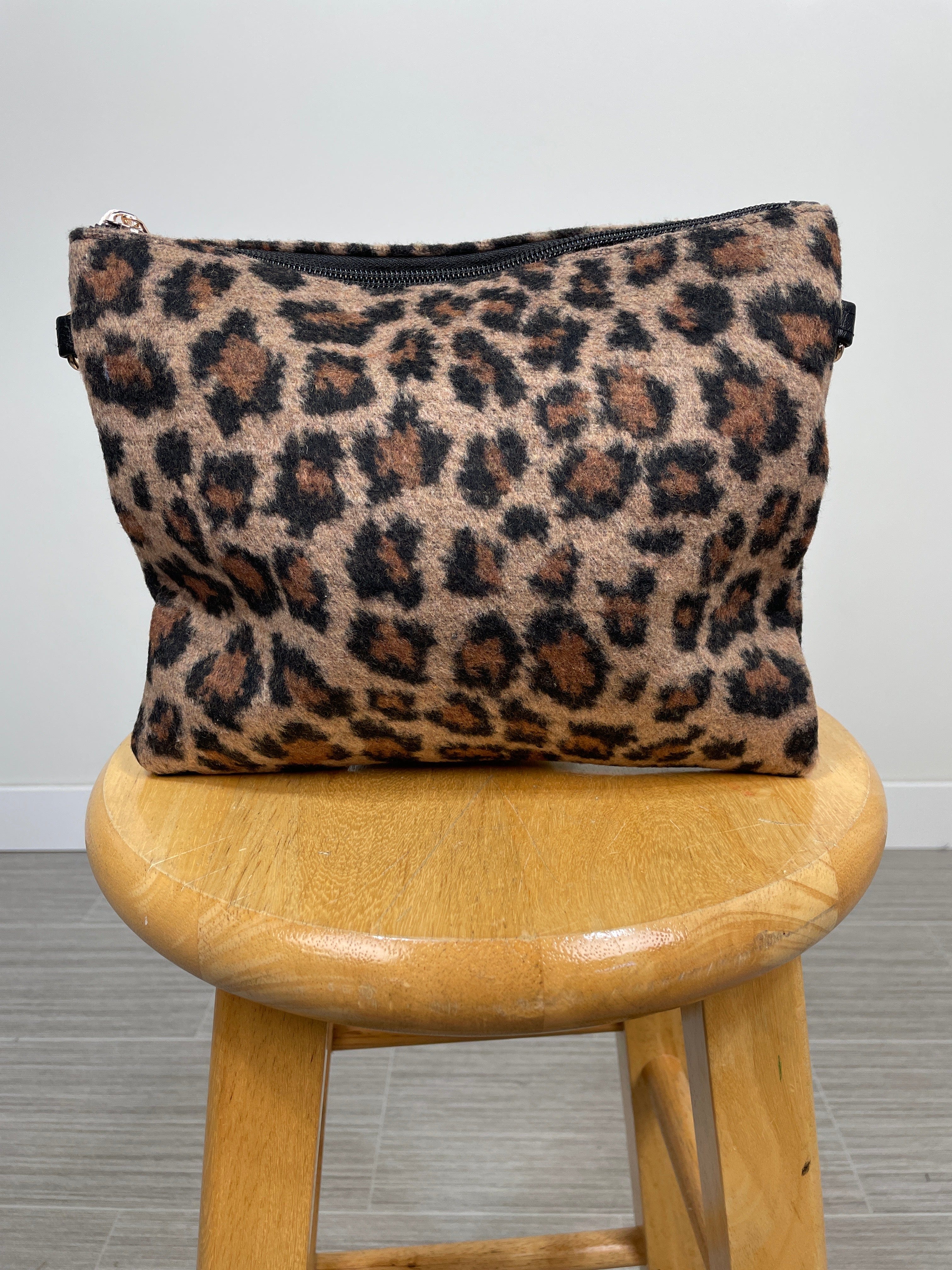 Brown Animal Print Crossbody with Wristlet