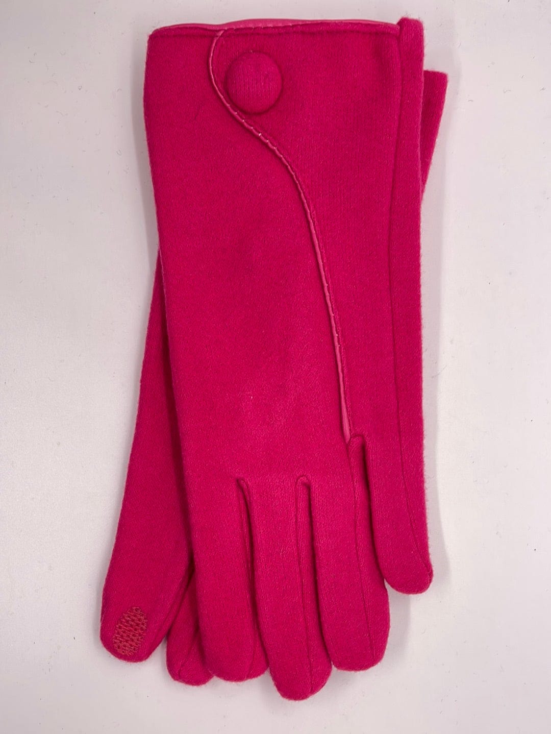 Fuchsia Leather Seam & Button Detail Glove