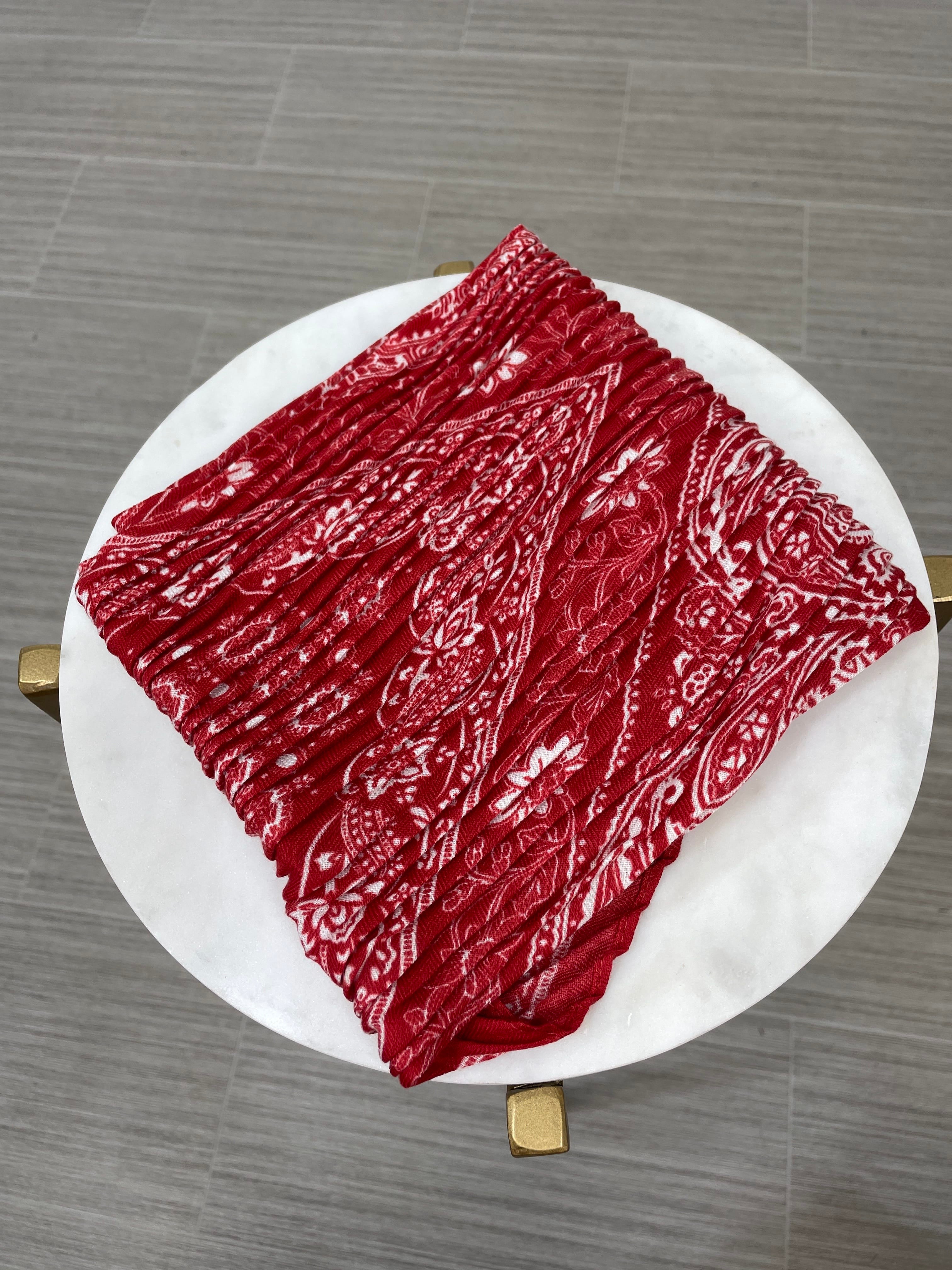 Red Paisley Bandana Crinkle Scarf