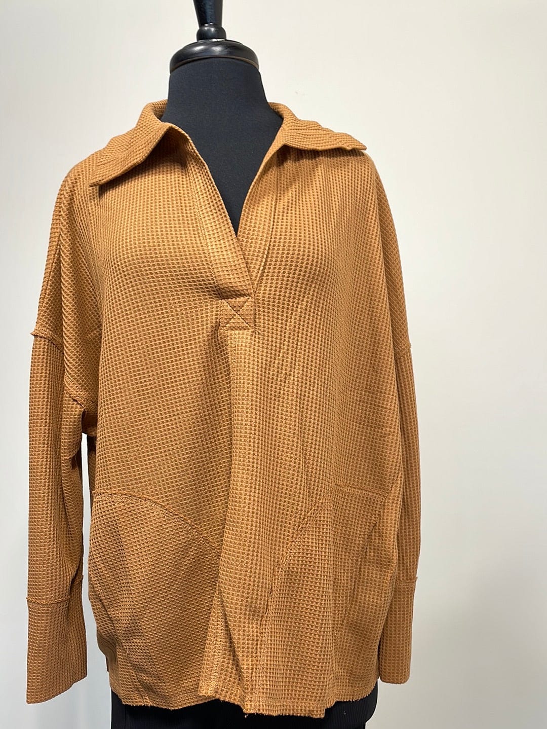Camel Waffle Pocket Pullover