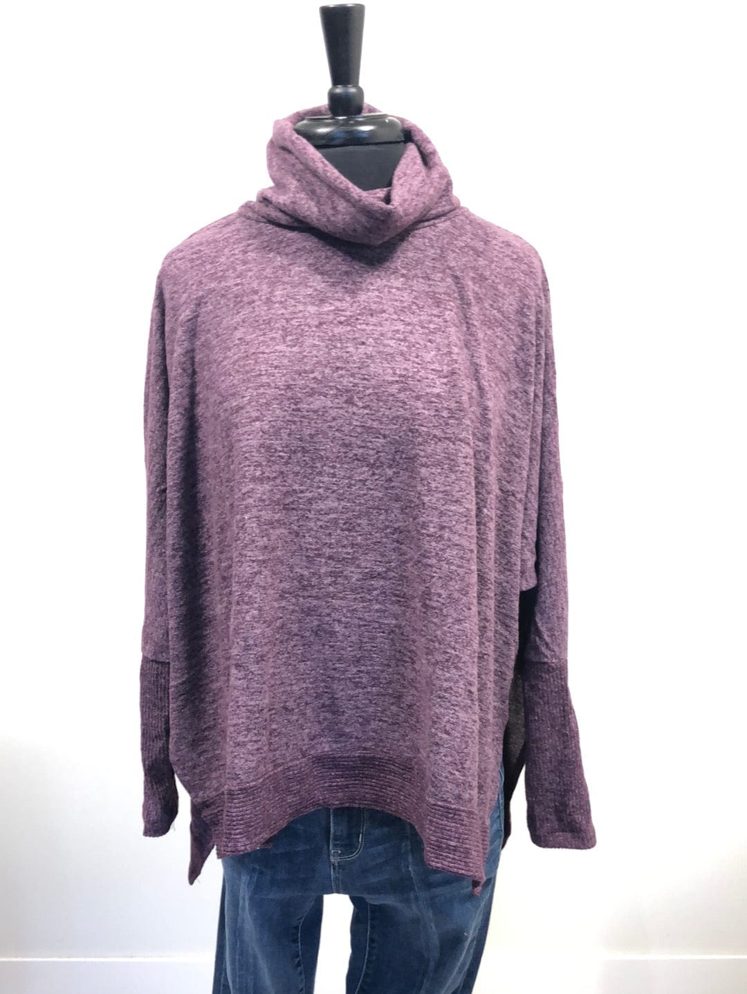 Eggplant Brushed Cowl Neck Sweater