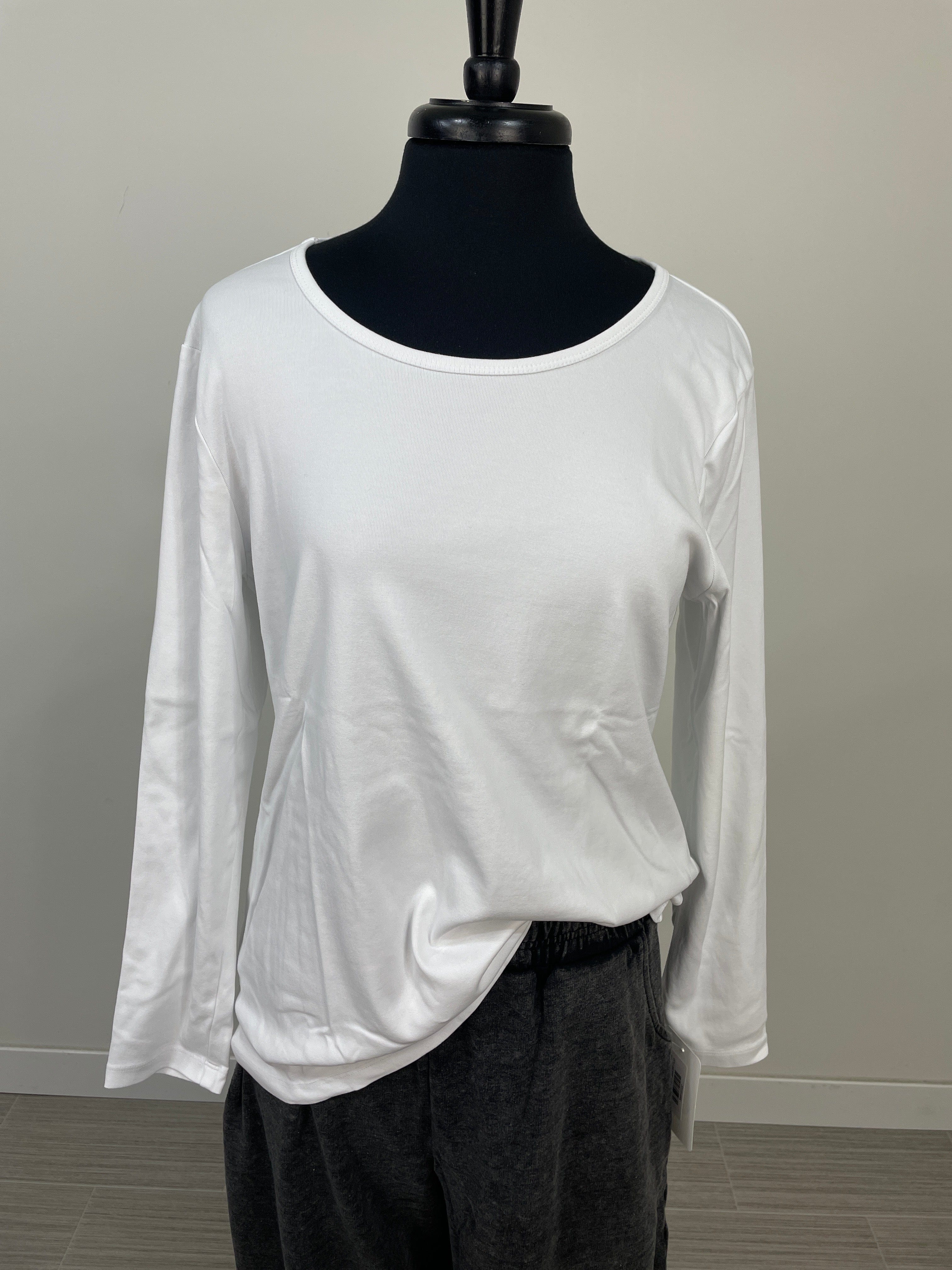 White Long Sleeve Round Neck Top