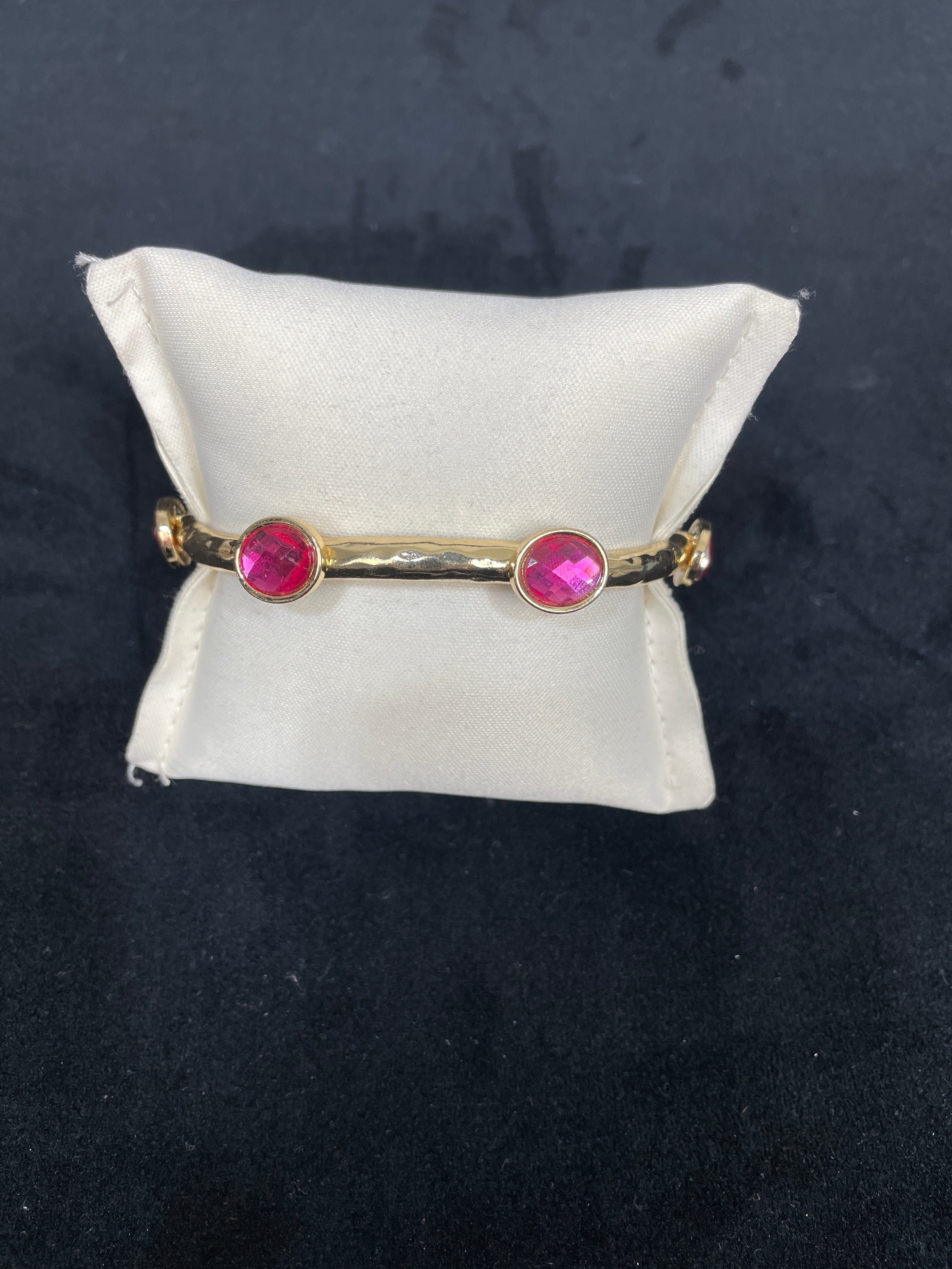 Pink Gem Gold Stretch Bracelet
