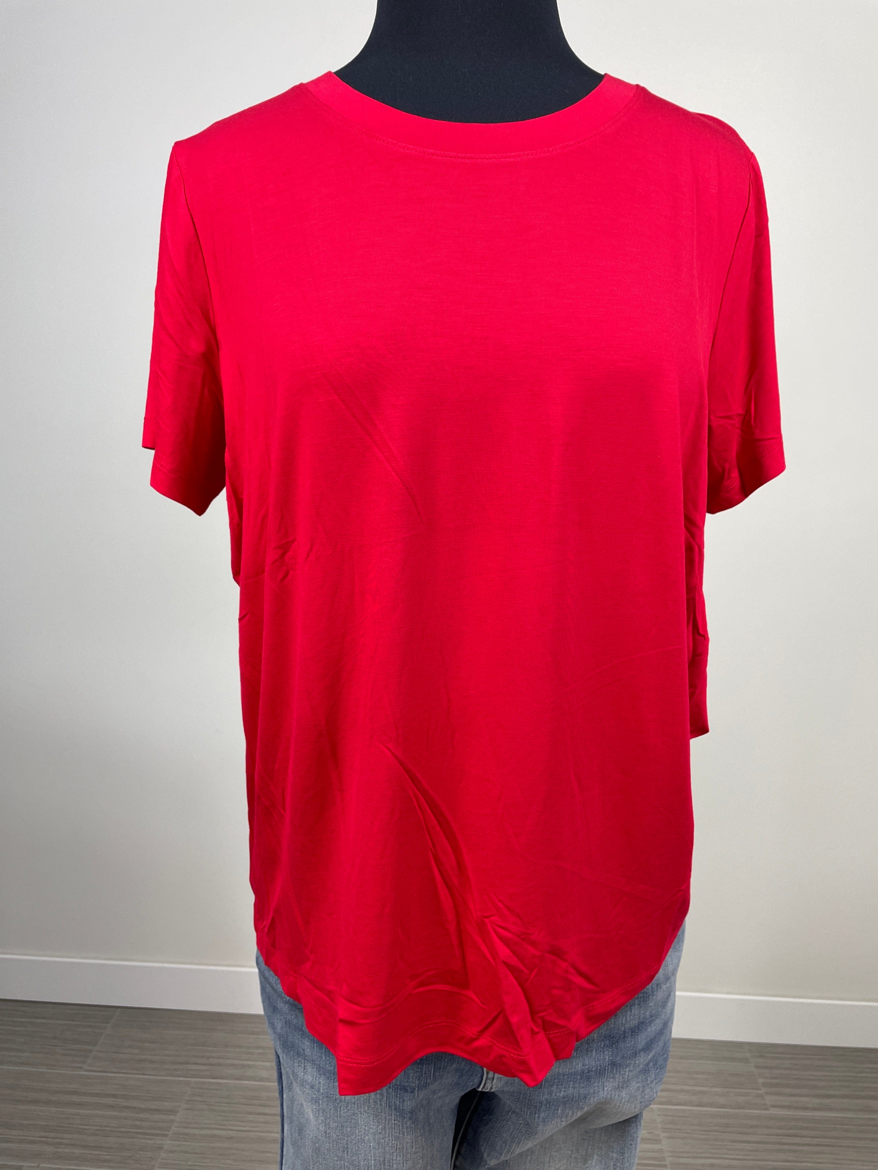 Red Viscose Modal Short Sleeve Top