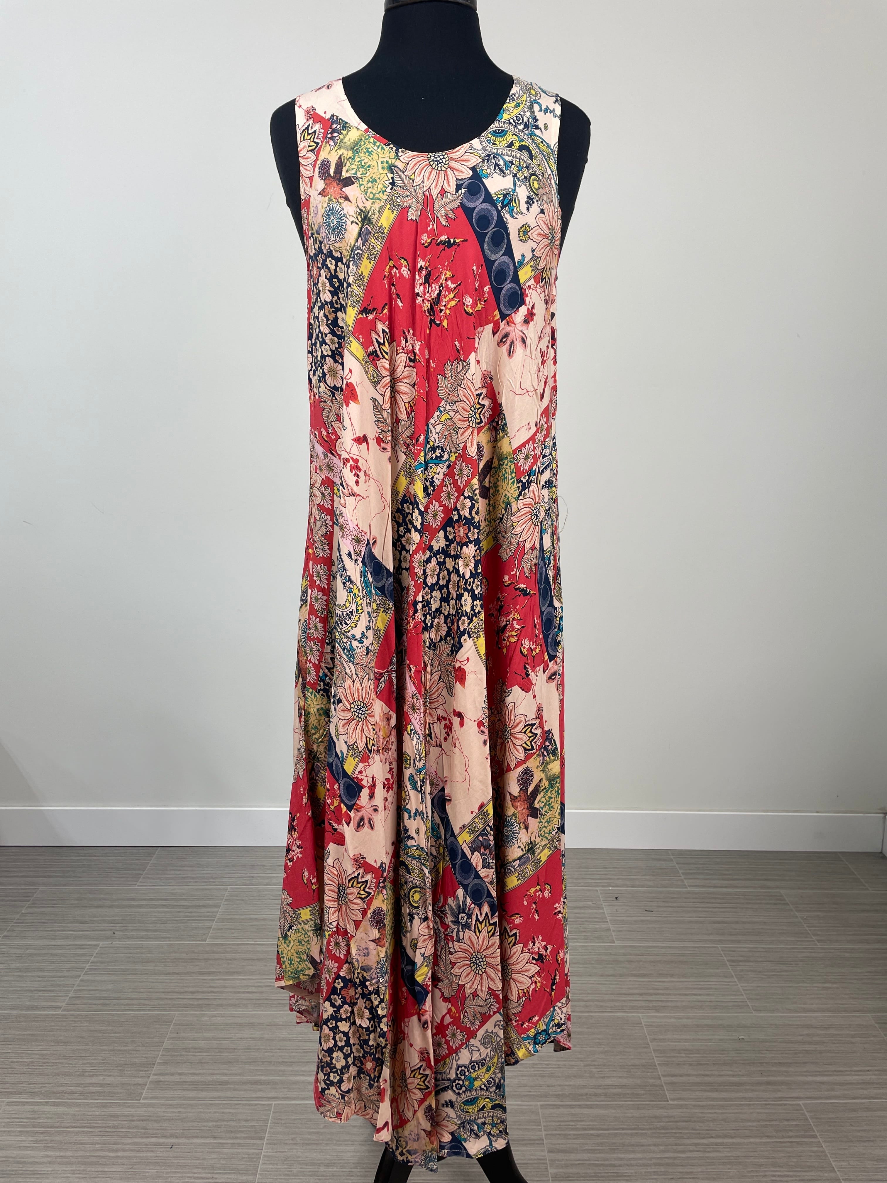 Beige Patchwork Sleeveless Maxi Dress
