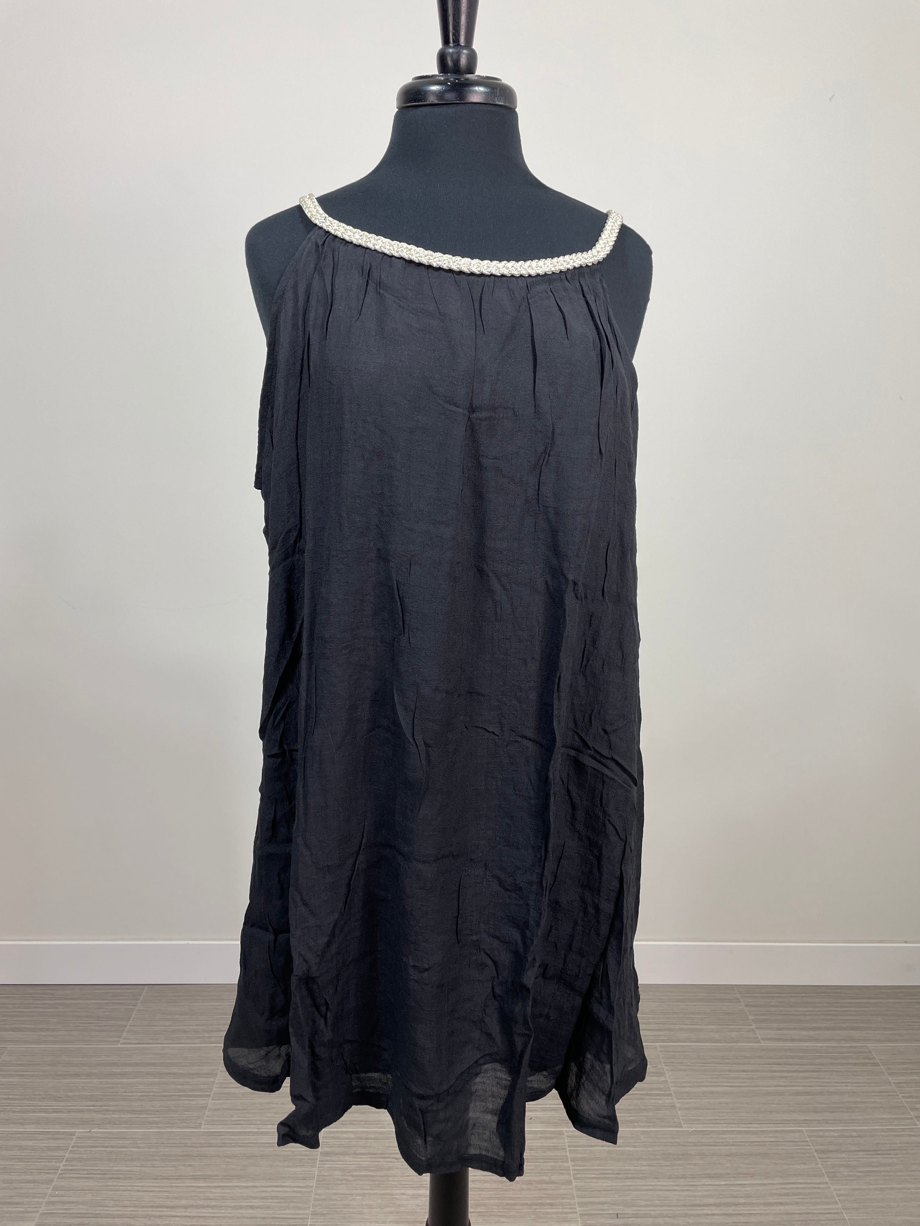 Black Gauze Rope Neck Dress