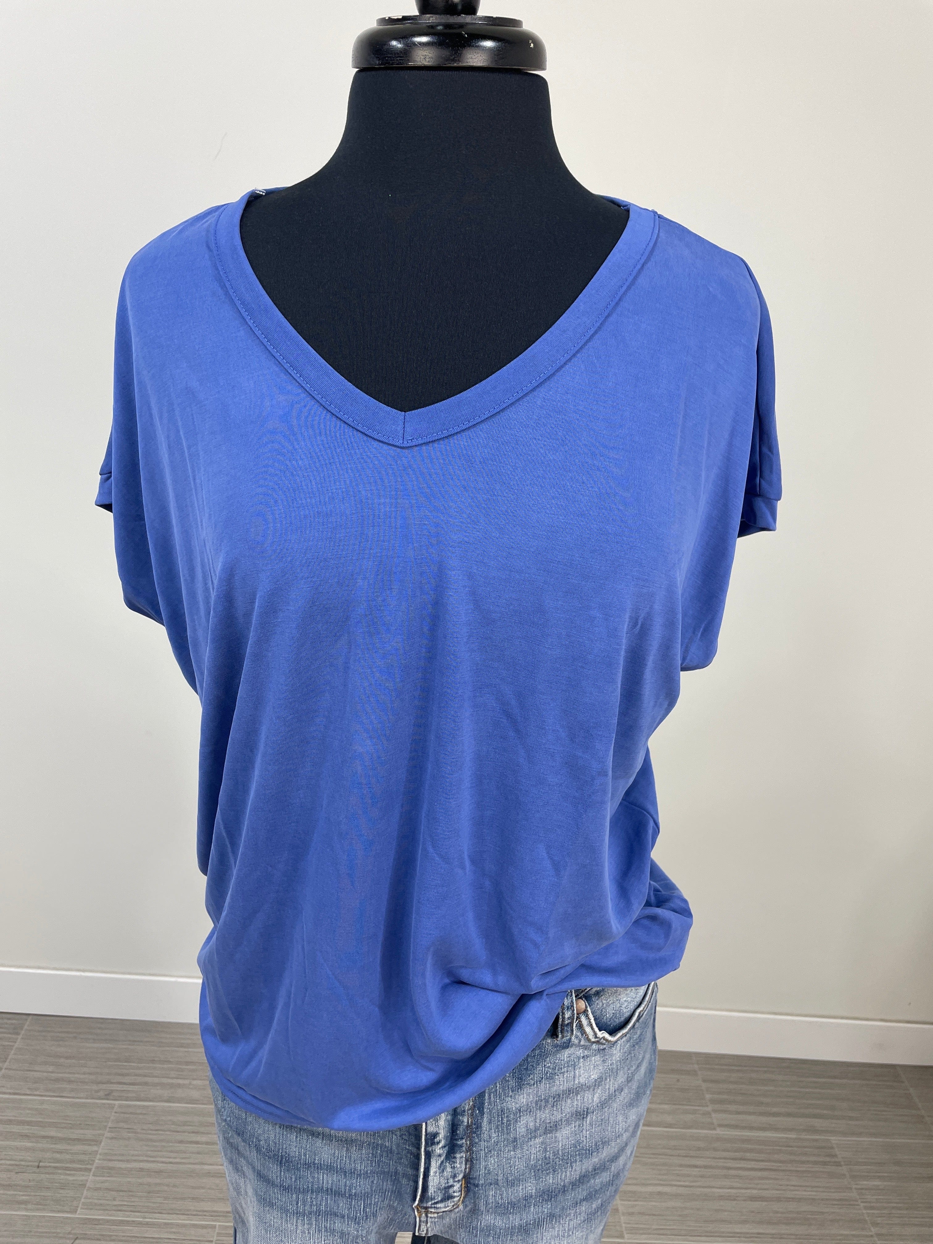 Light Navy V-Neck Modal Knit Top
