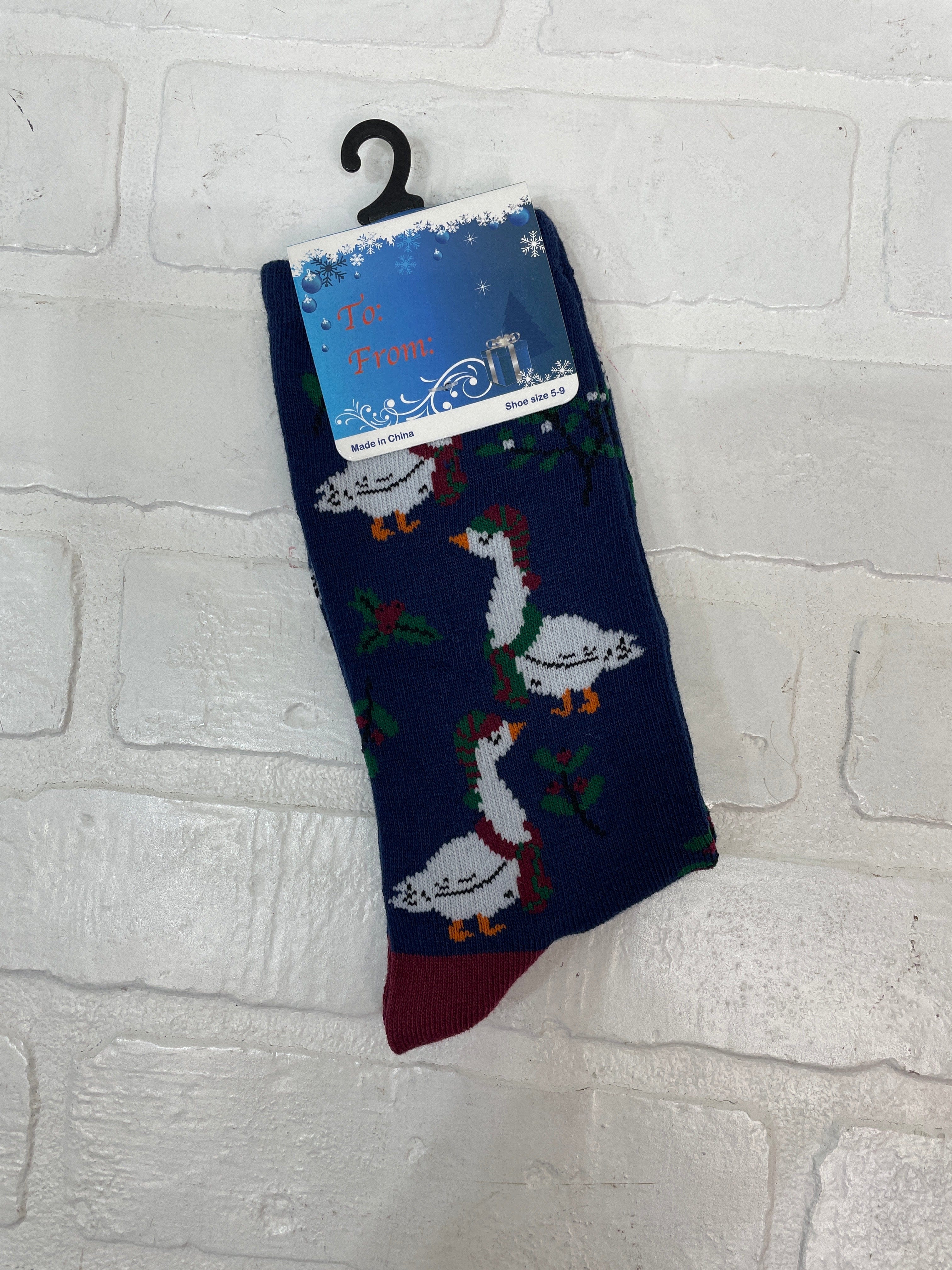 Goose Holiday Navy Socks