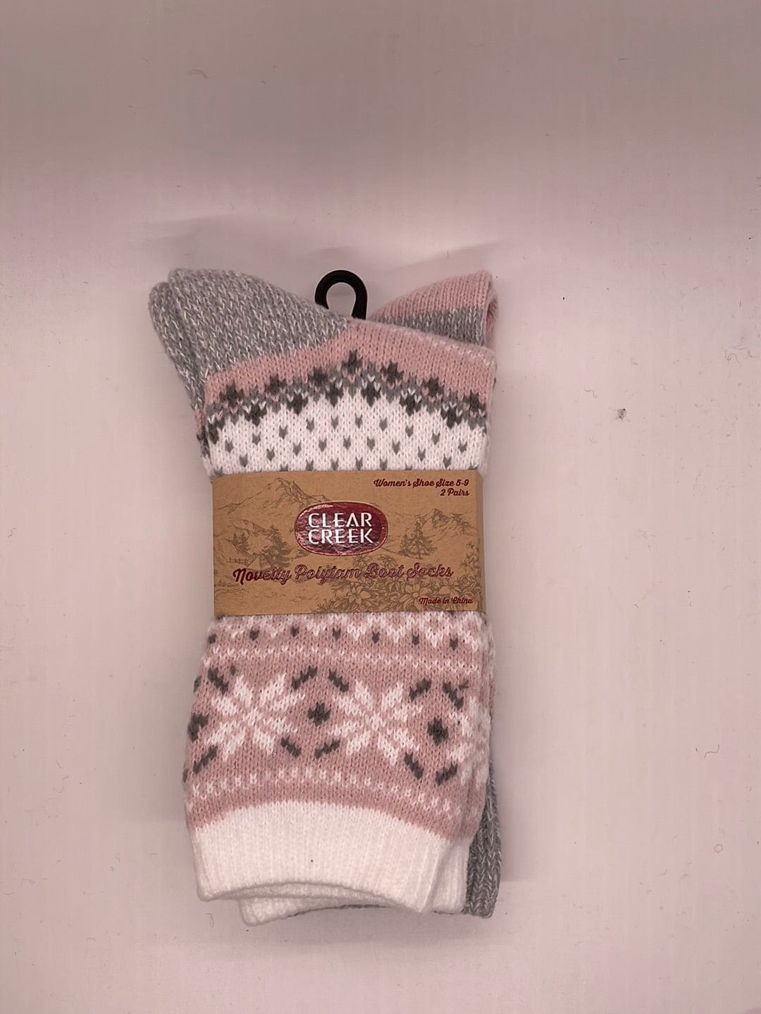 CC Women's Pink Fairisle 2pk Boot Socks