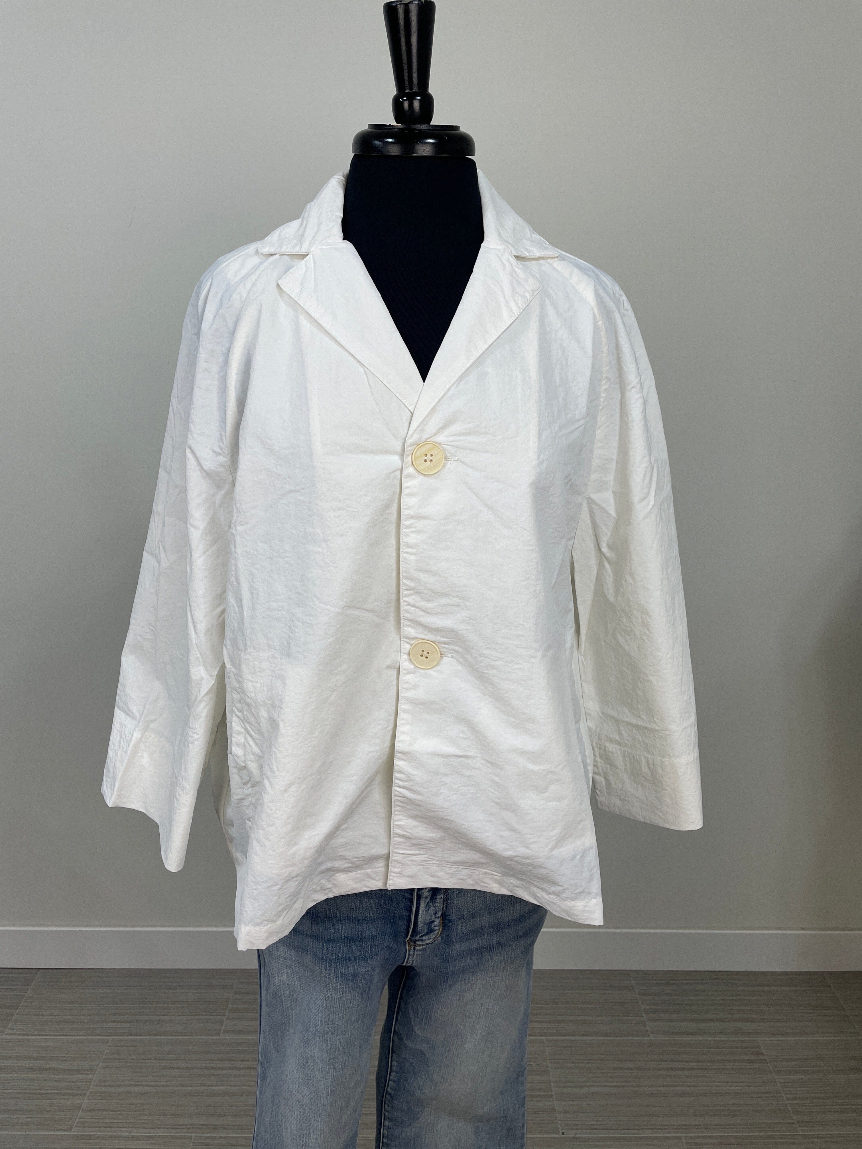 Off White Button Closure Blazer