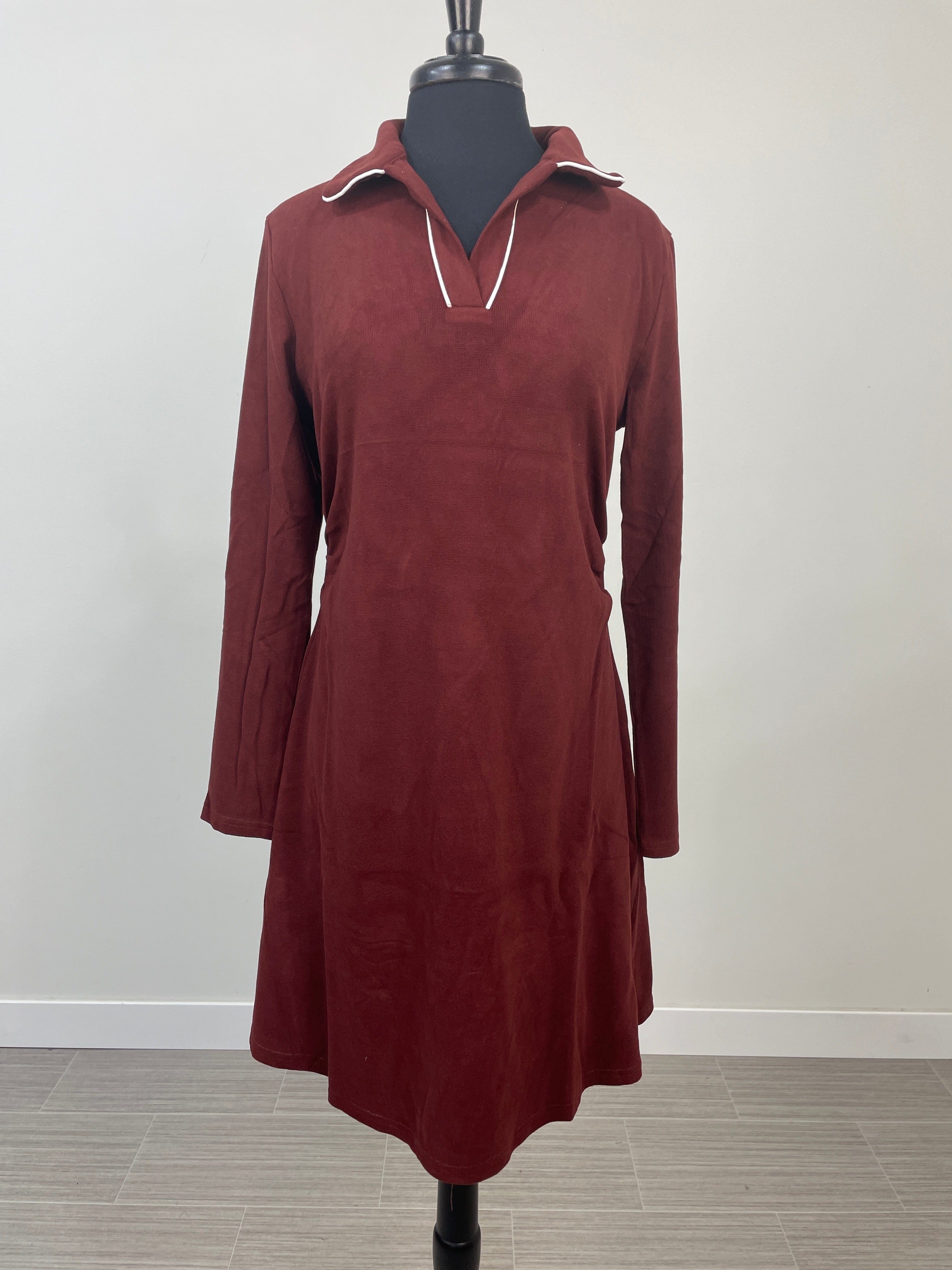 Burgundy Bethany Collar Knit Dress