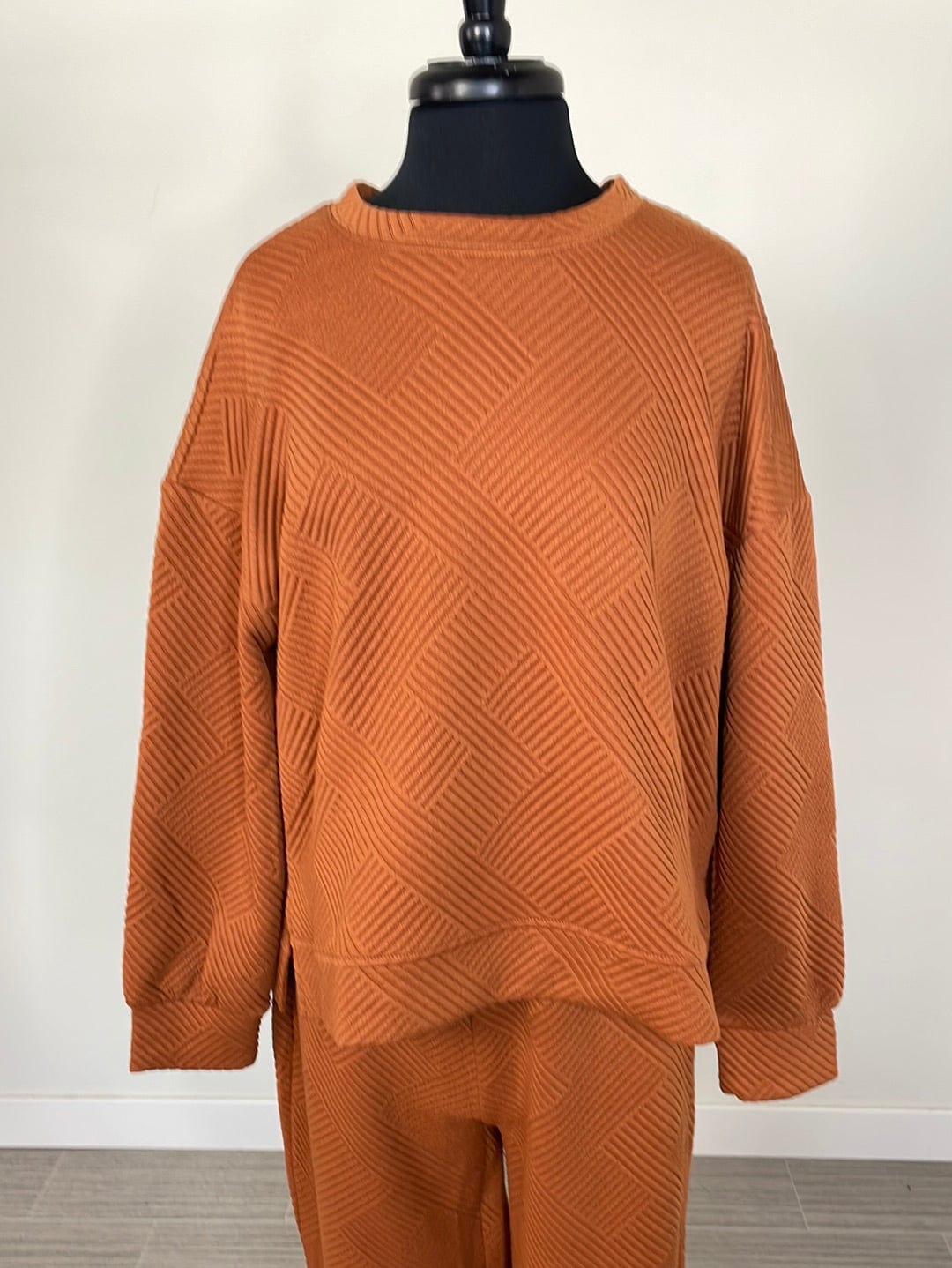 Camel Textured Longsleeve Pullover